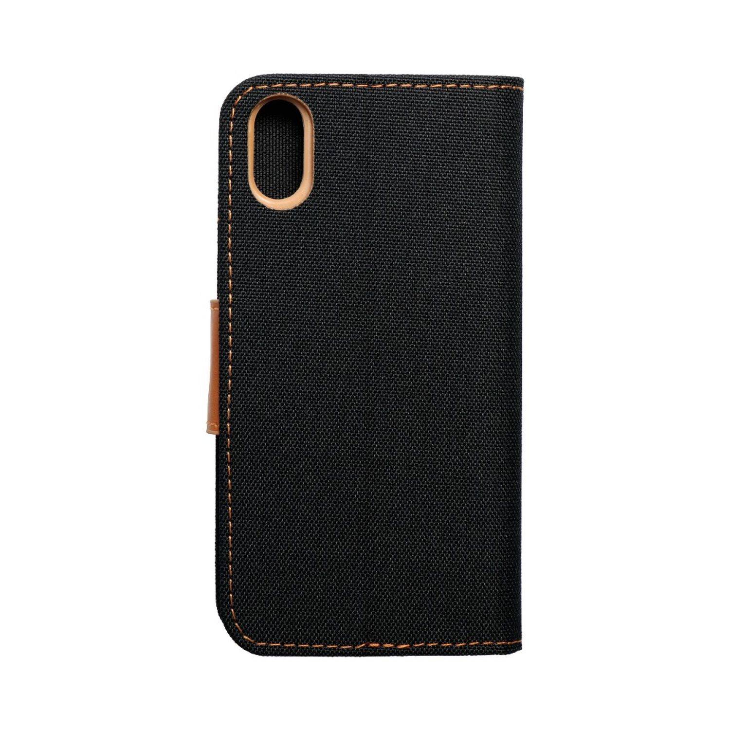 Hülle kompatibel mit Apple iPhone XS Kunstleder Handyhülle - Handy Case Schwarz