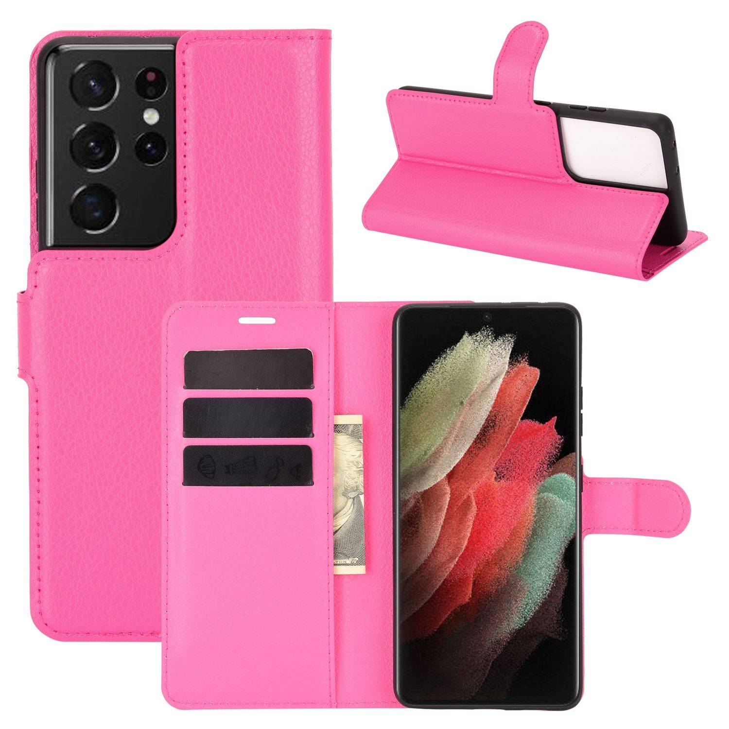 Samsung Galaxy S21 Ultra Handyhülle Bookcover Rosa
