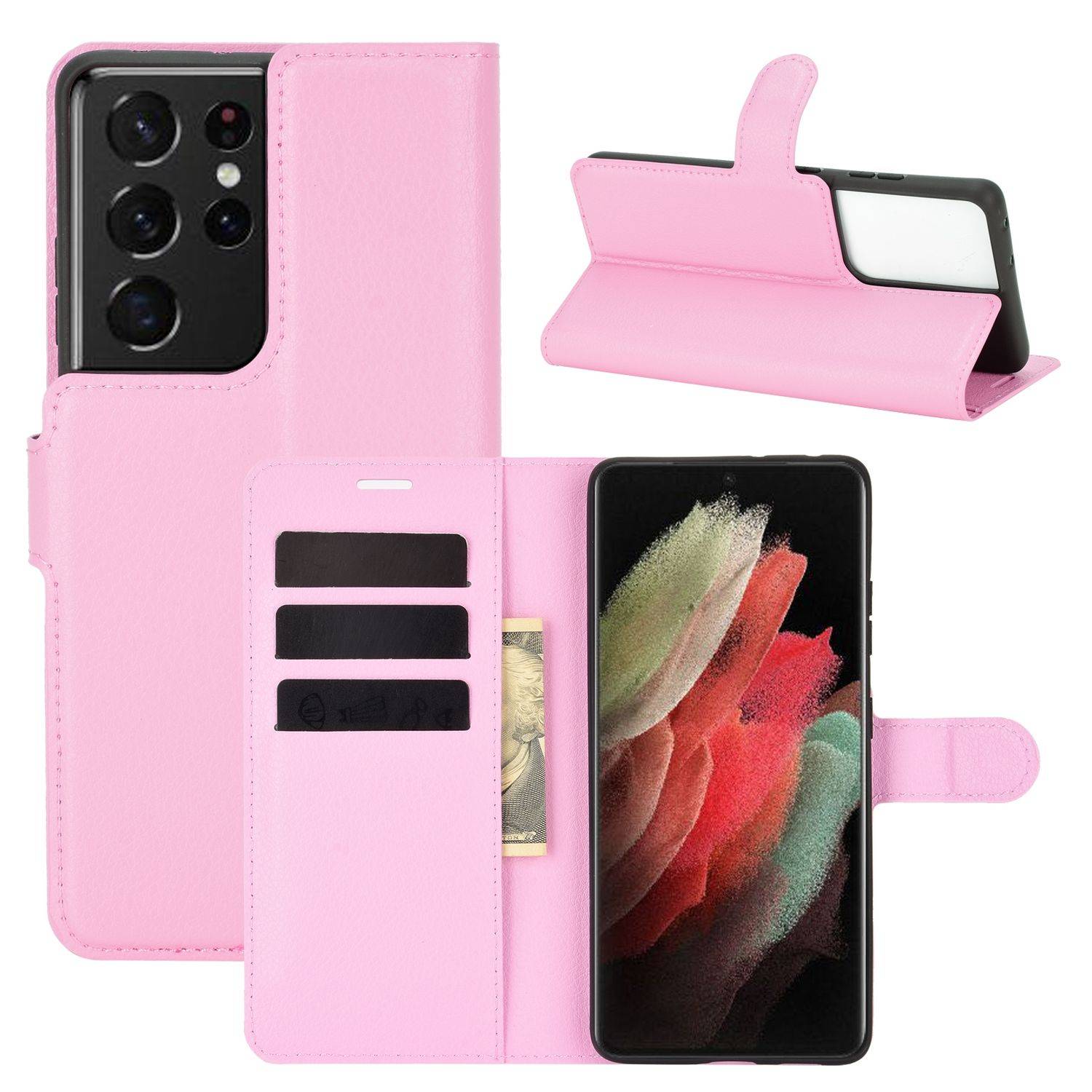 Samsung Galaxy S21 Ultra Handyhülle Bookcover Rosa