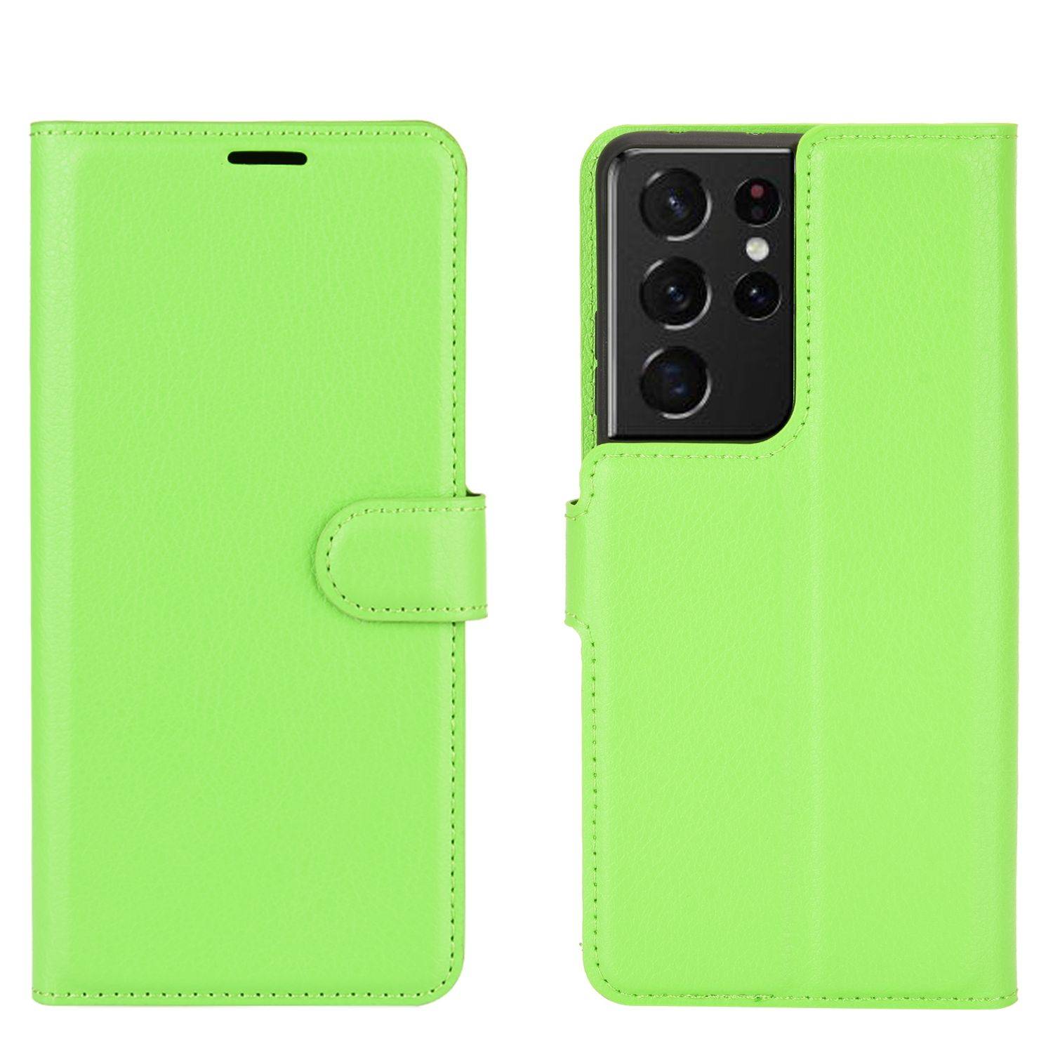 Hülle kompatibel mit Samsung Galaxy S21 Ultra Kunstleder Handyhülle - Handy Case Grün