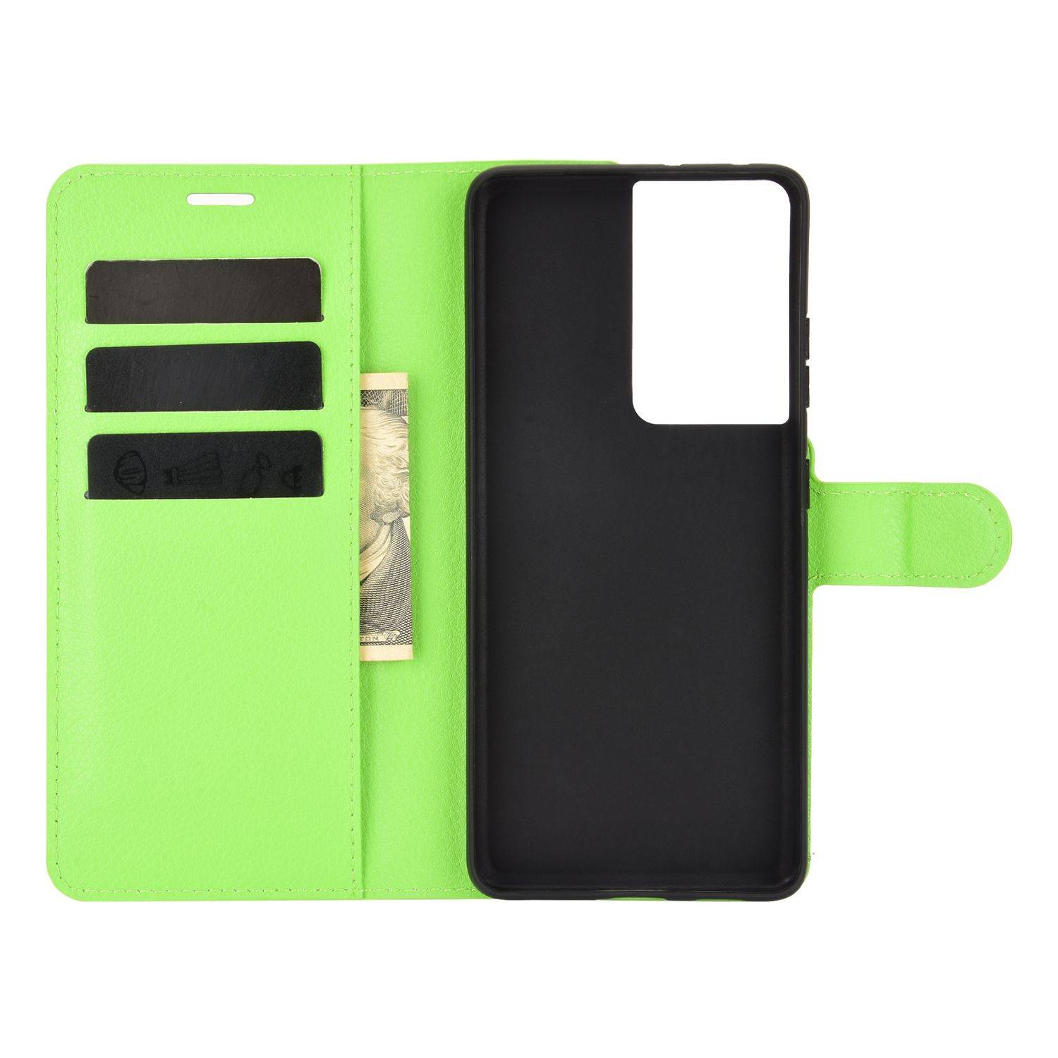 Hülle kompatibel mit Samsung Galaxy S21 Ultra Kunstleder Handyhülle - Handy Case Grün