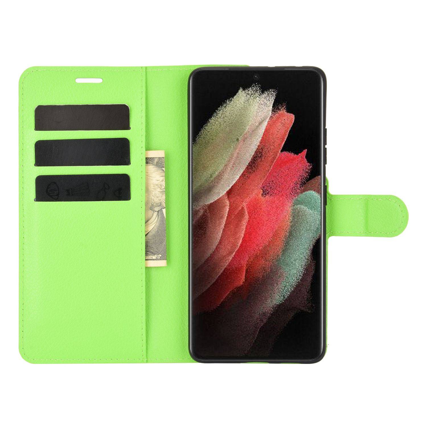 Hülle kompatibel mit Samsung Galaxy S21 Ultra Kunstleder Handyhülle - Handy Case Grün
