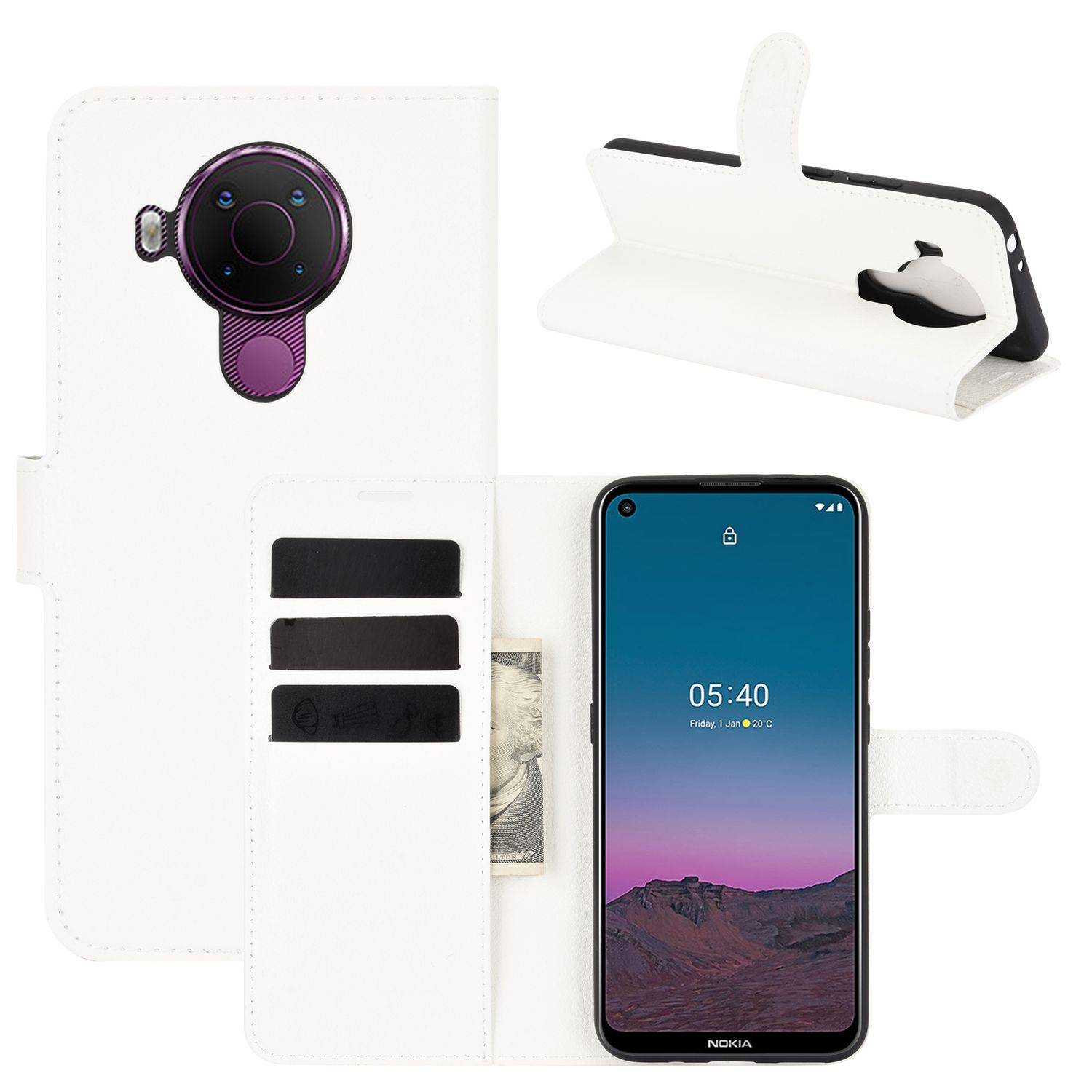 Nokia 5.4 Handyhülle Bookcover Weiß