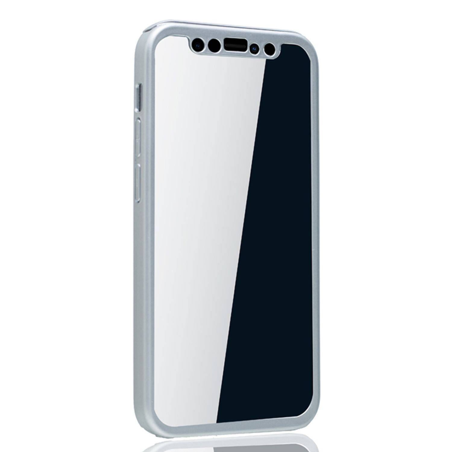 Apple iPhone 12 Mini Handyhülle 360 Grad Cover Displayschutz Full Cover Silber