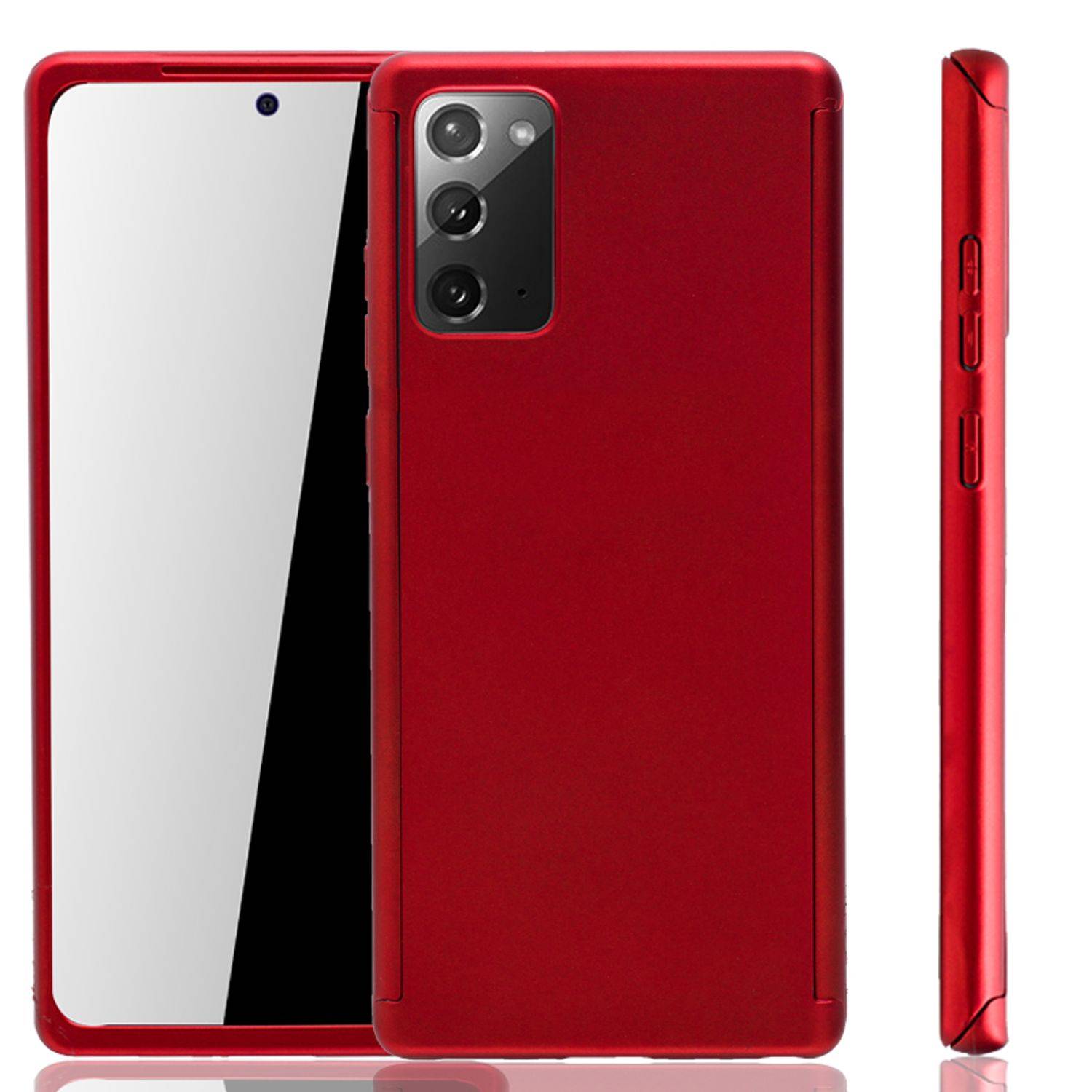 Samsung Galaxy Note 20 Handyhülle 360 Grad Cover Displayschutz Full Cover Rot