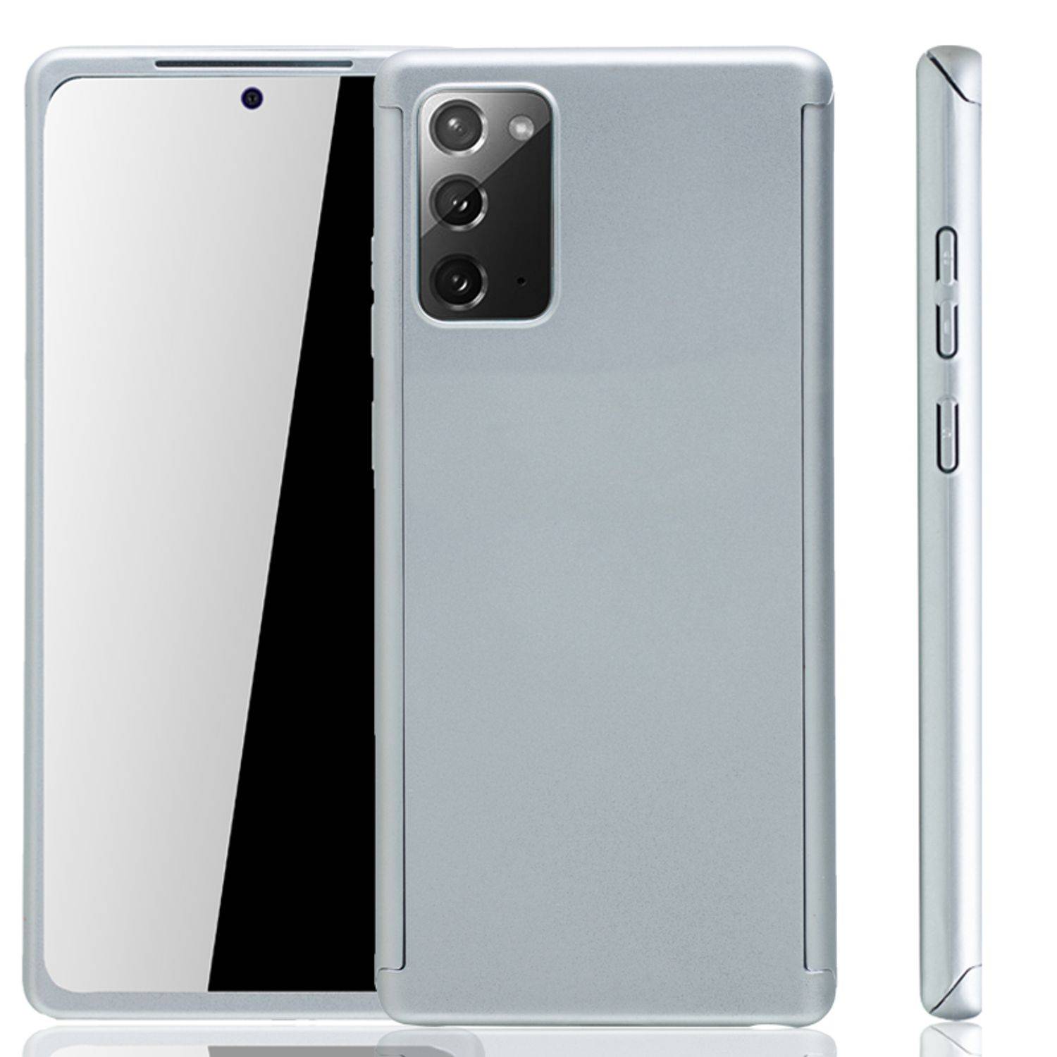 Samsung Galaxy Note 20 Handyhülle 360 Grad Cover Displayschutz Full Cover Silber