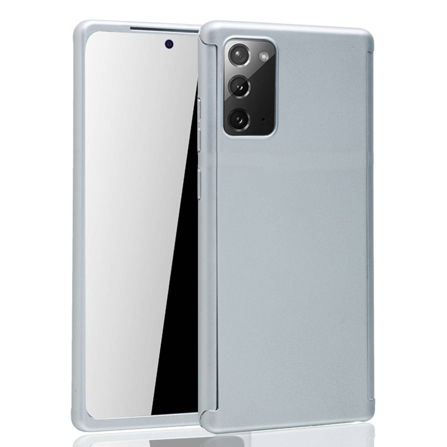 Samsung Galaxy Note 20 Handyhülle 360 Grad Cover Displayschutz Full Cover Silber