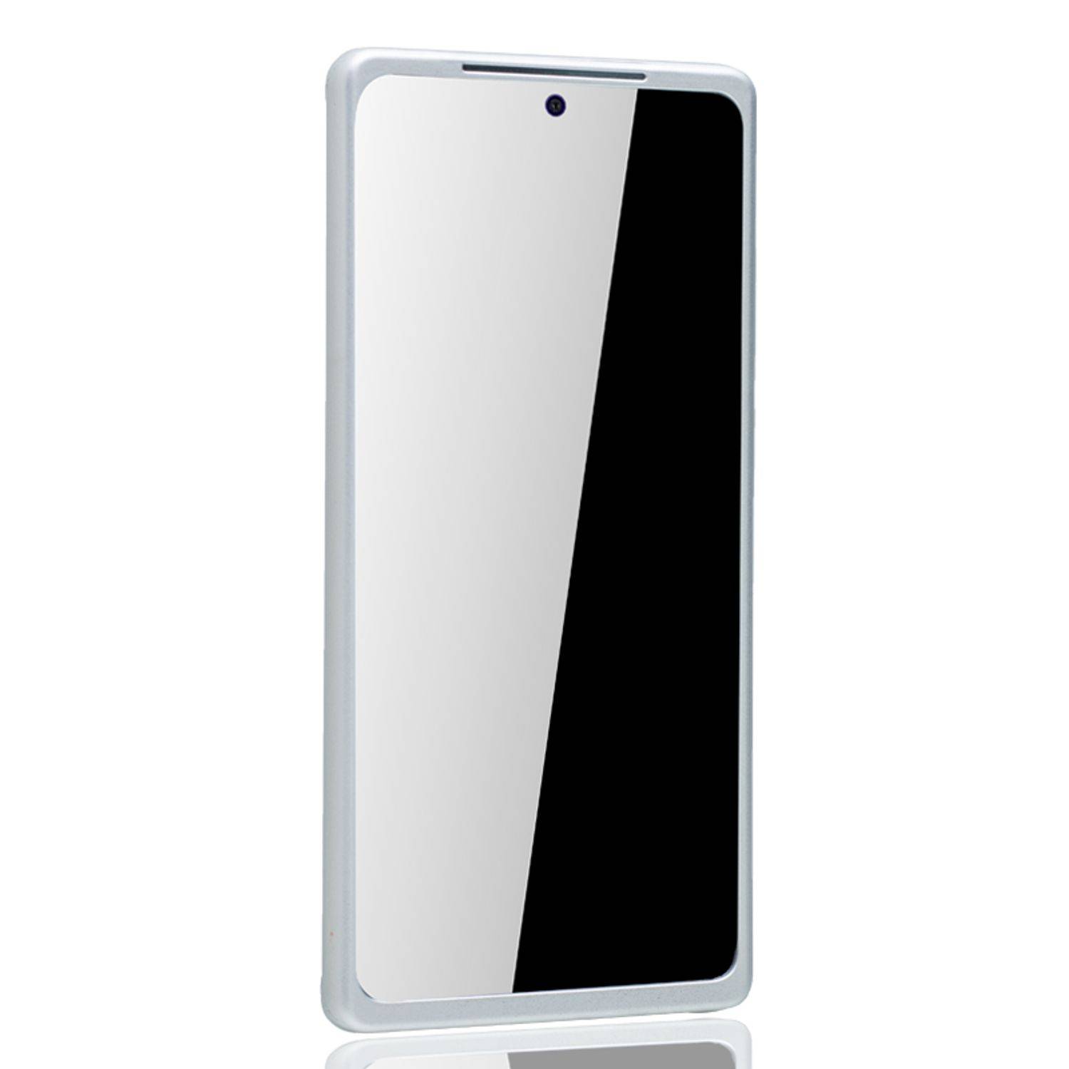 Samsung Galaxy Note 20 Handyhülle 360 Grad Cover Displayschutz Full Cover Silber