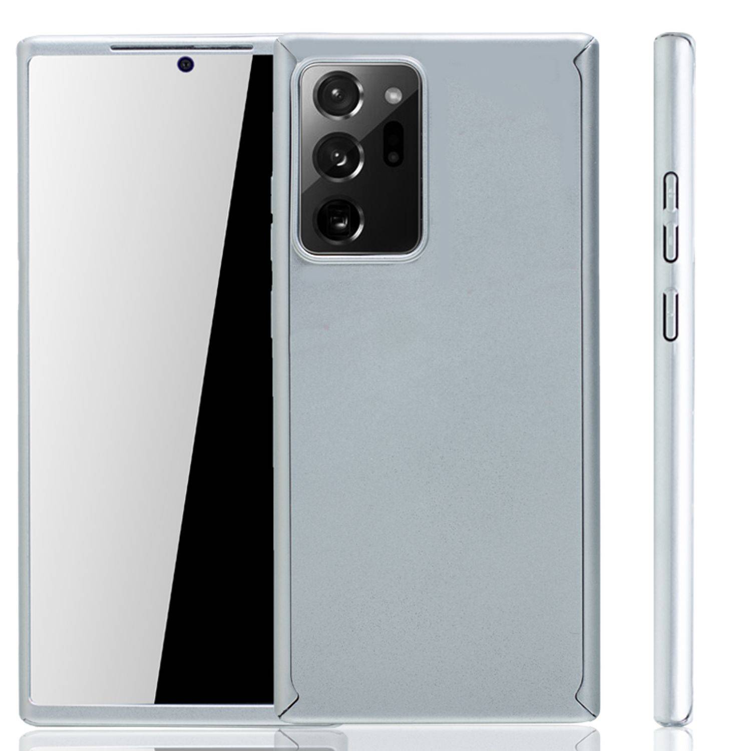 Samsung Galaxy Note 20 Ultra Handyhülle 360 Grad Cover Displayschutz Full Cover Silber