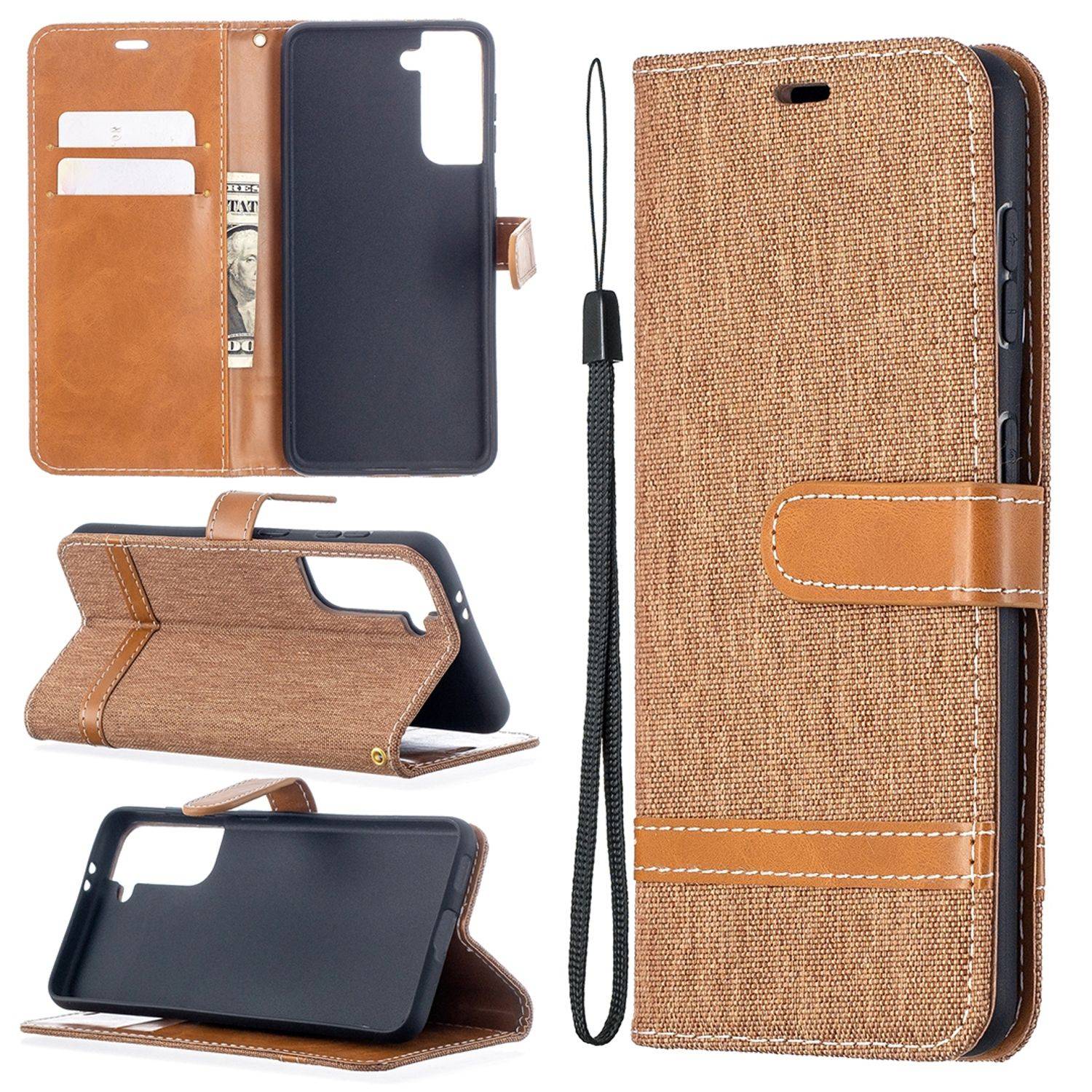 Hülle kompatibel mit Samsung Galaxy S21 Kunstleder Handyhülle - Handy Case Braun