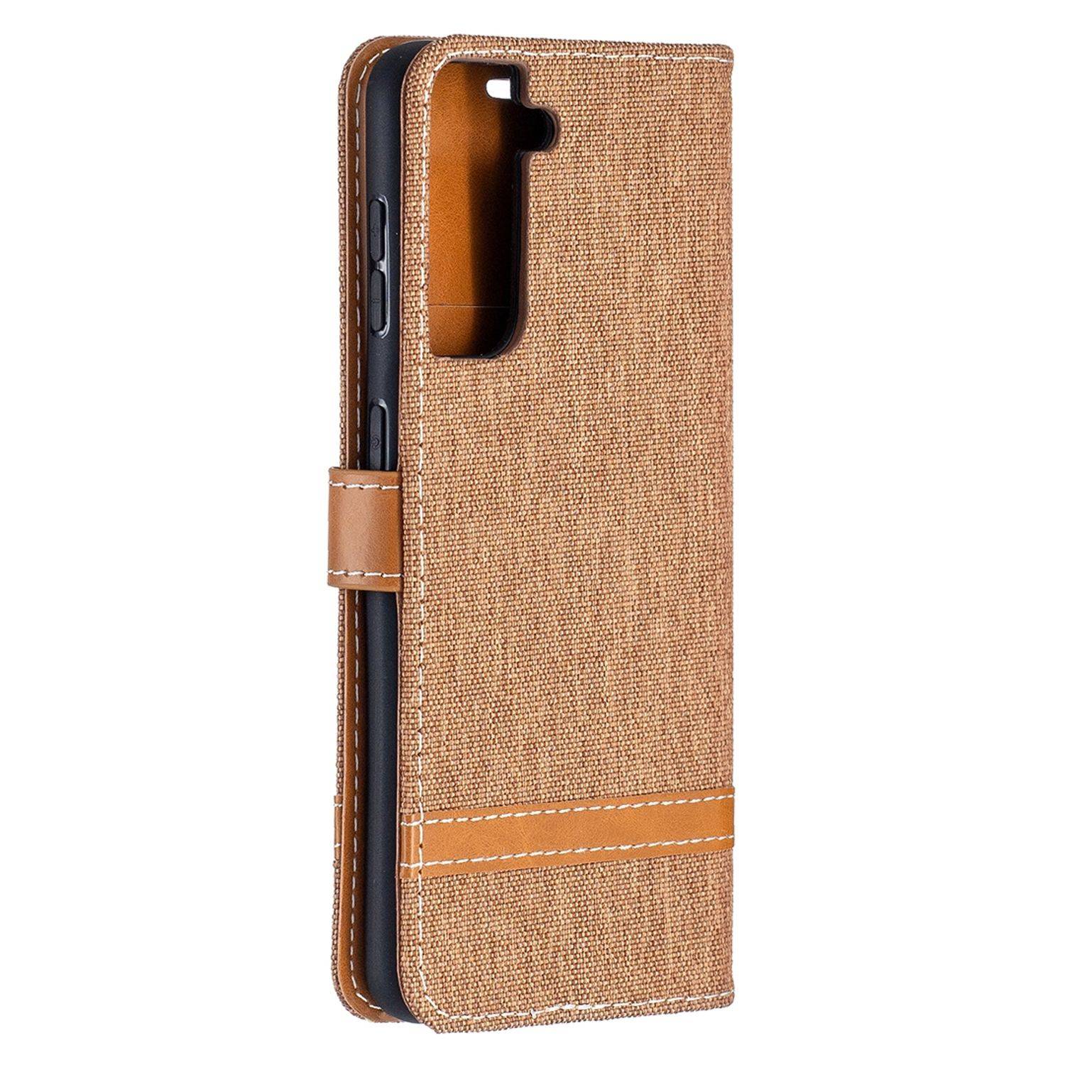 Hülle kompatibel mit Samsung Galaxy S21 Kunstleder Handyhülle - Handy Case Braun