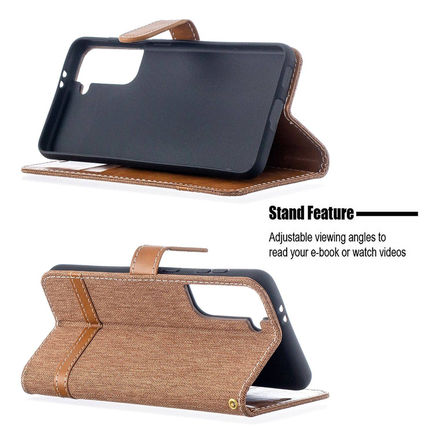 Hülle kompatibel mit Samsung Galaxy S21 Kunstleder Handyhülle - Handy Case Braun