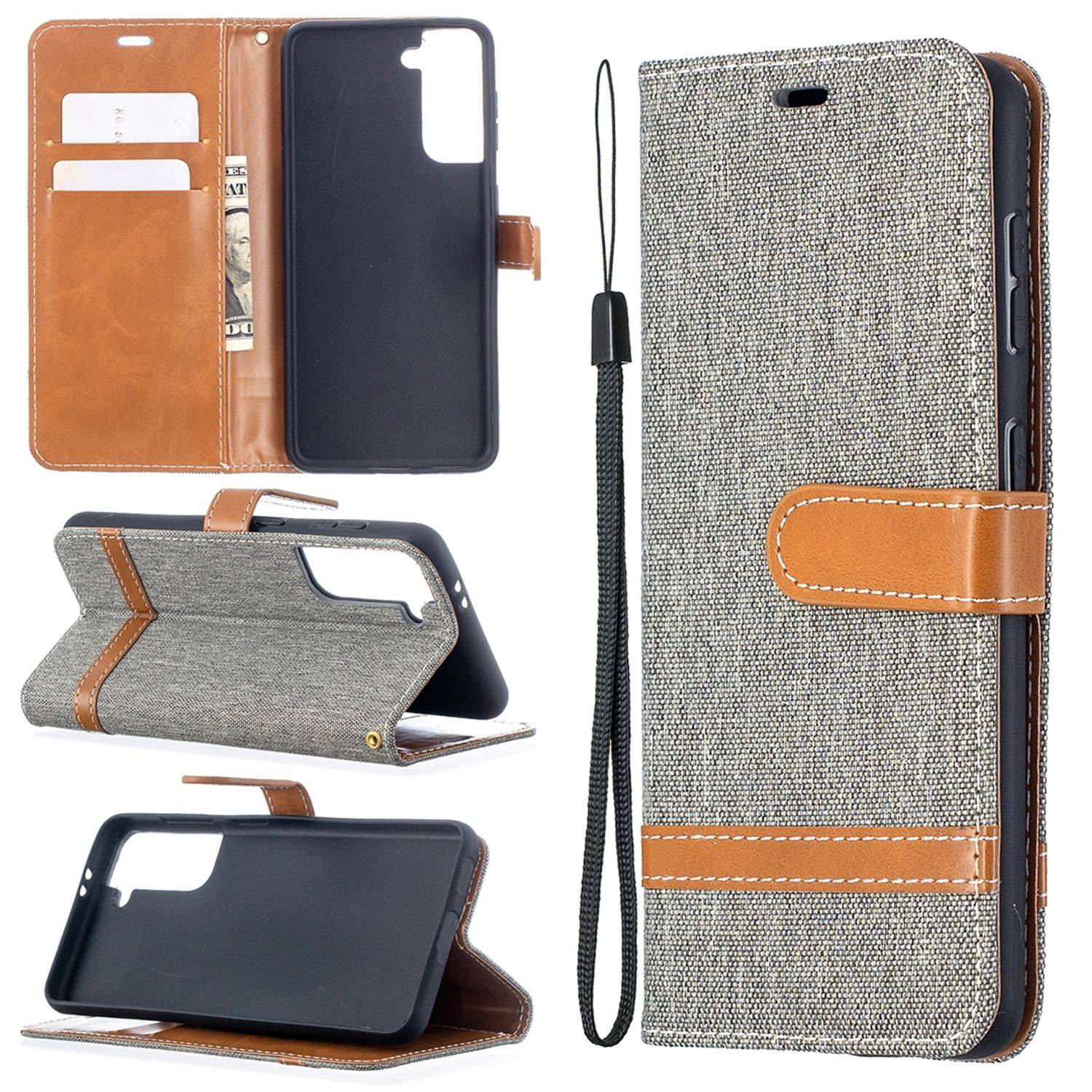 Samsung Galaxy S21 Handyhülle Schutztasche Bookcover Grau