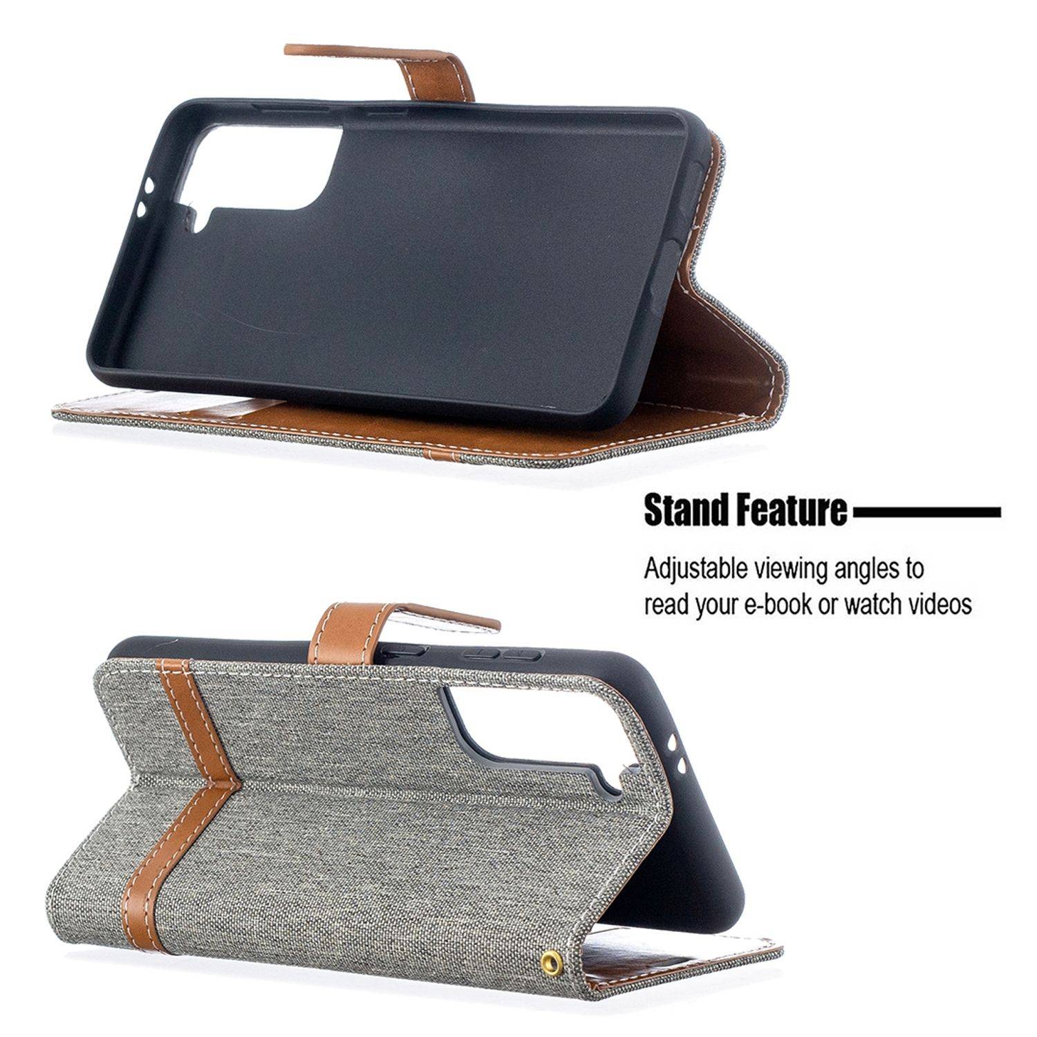 Samsung Galaxy S21 Handyhülle Schutztasche Bookcover Grau