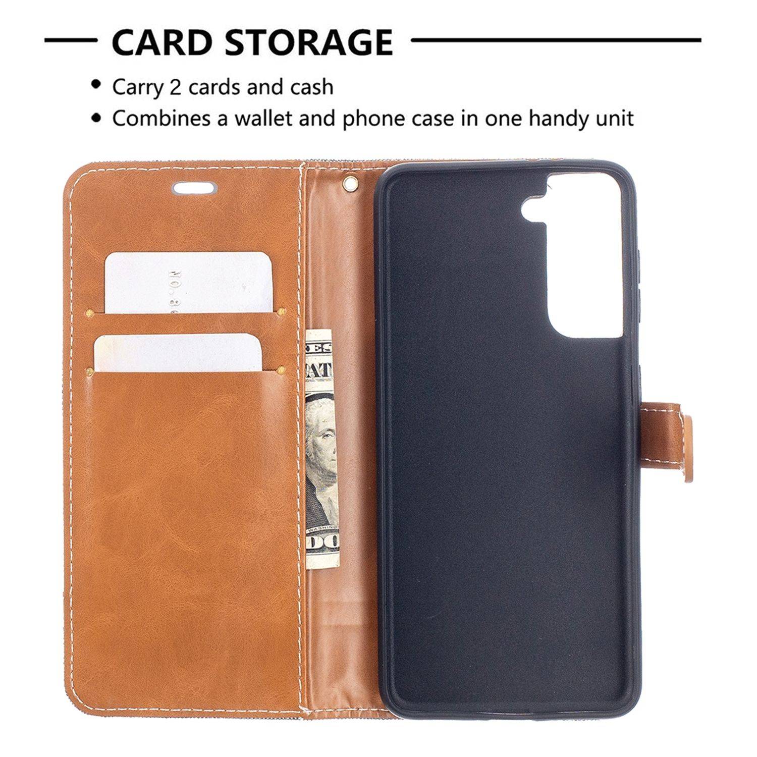 Samsung Galaxy S21 Handyhülle Schutztasche Bookcover Grau