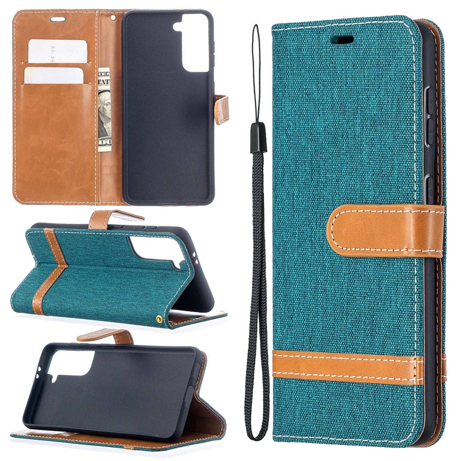 Samsung Galaxy S21 Handyhülle Schutztasche Bookcover Grün
