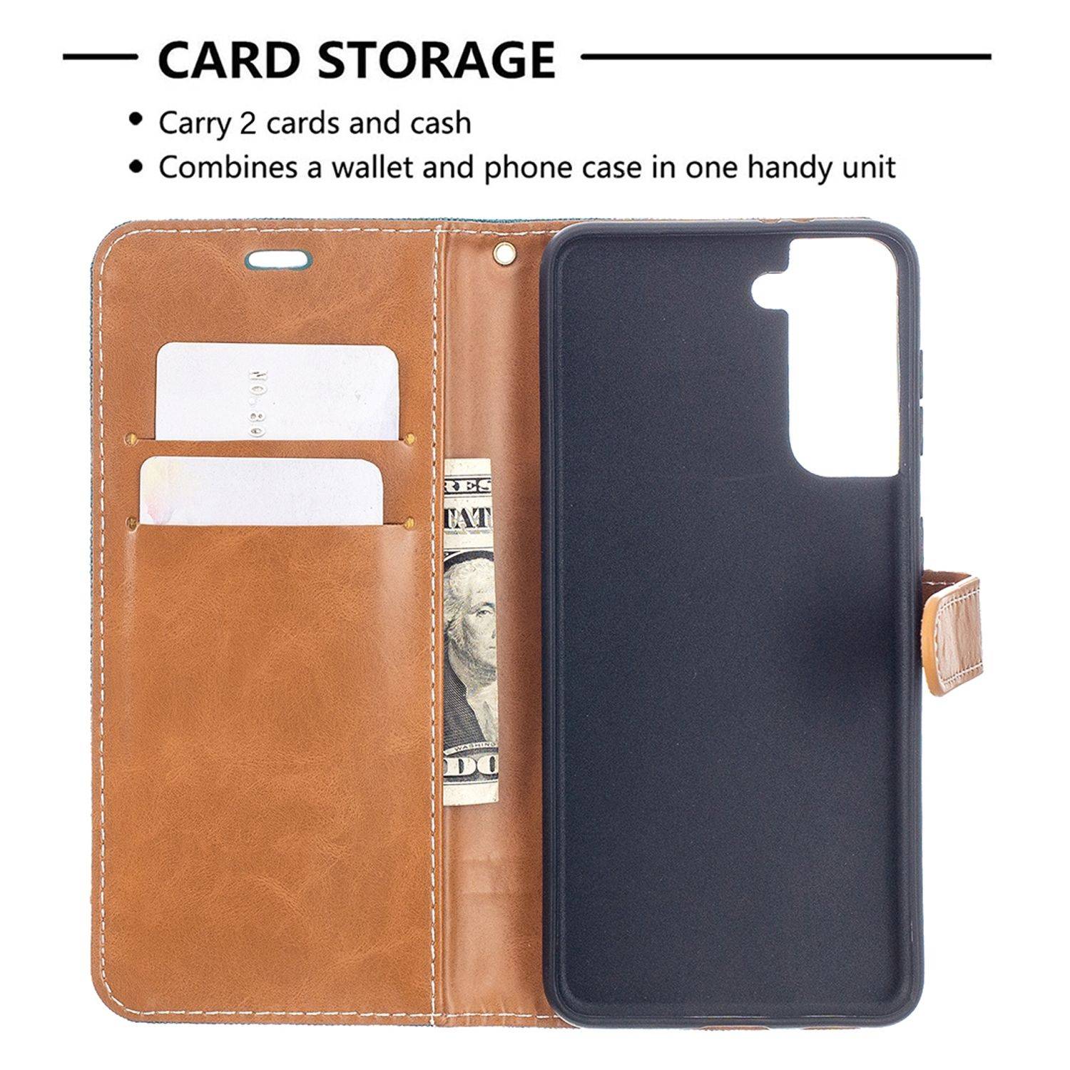 Samsung Galaxy S21 Handyhülle Schutztasche Bookcover Grün