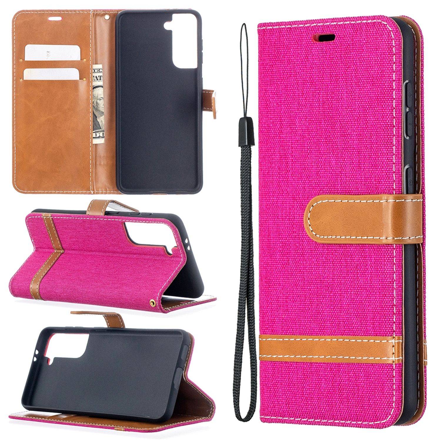 Samsung Galaxy S21 Handyhülle Schutztasche Bookcover Rosa