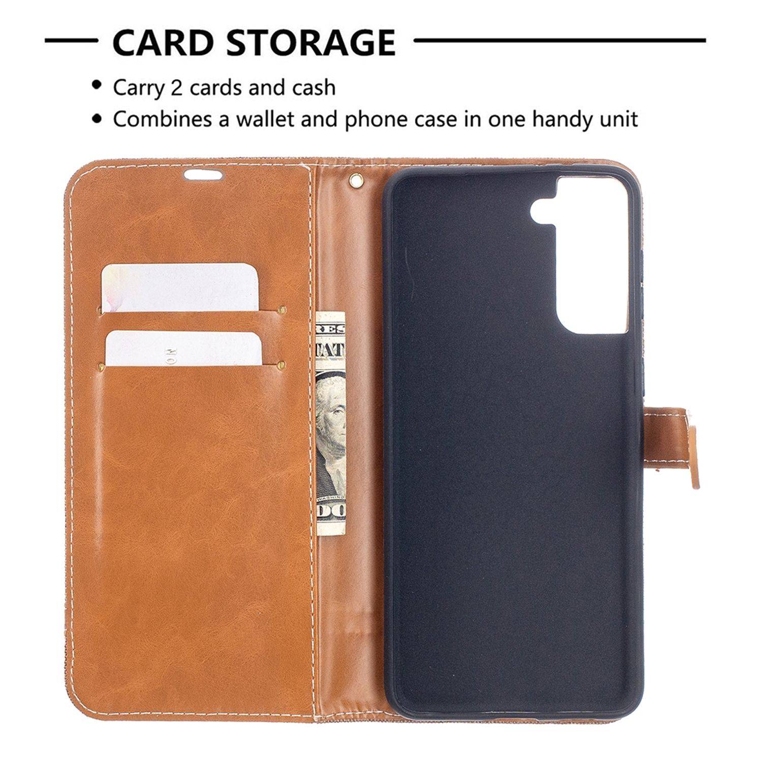 Samsung Galaxy S21 Plus Handyhülle Schutztasche Bookcover Braun
