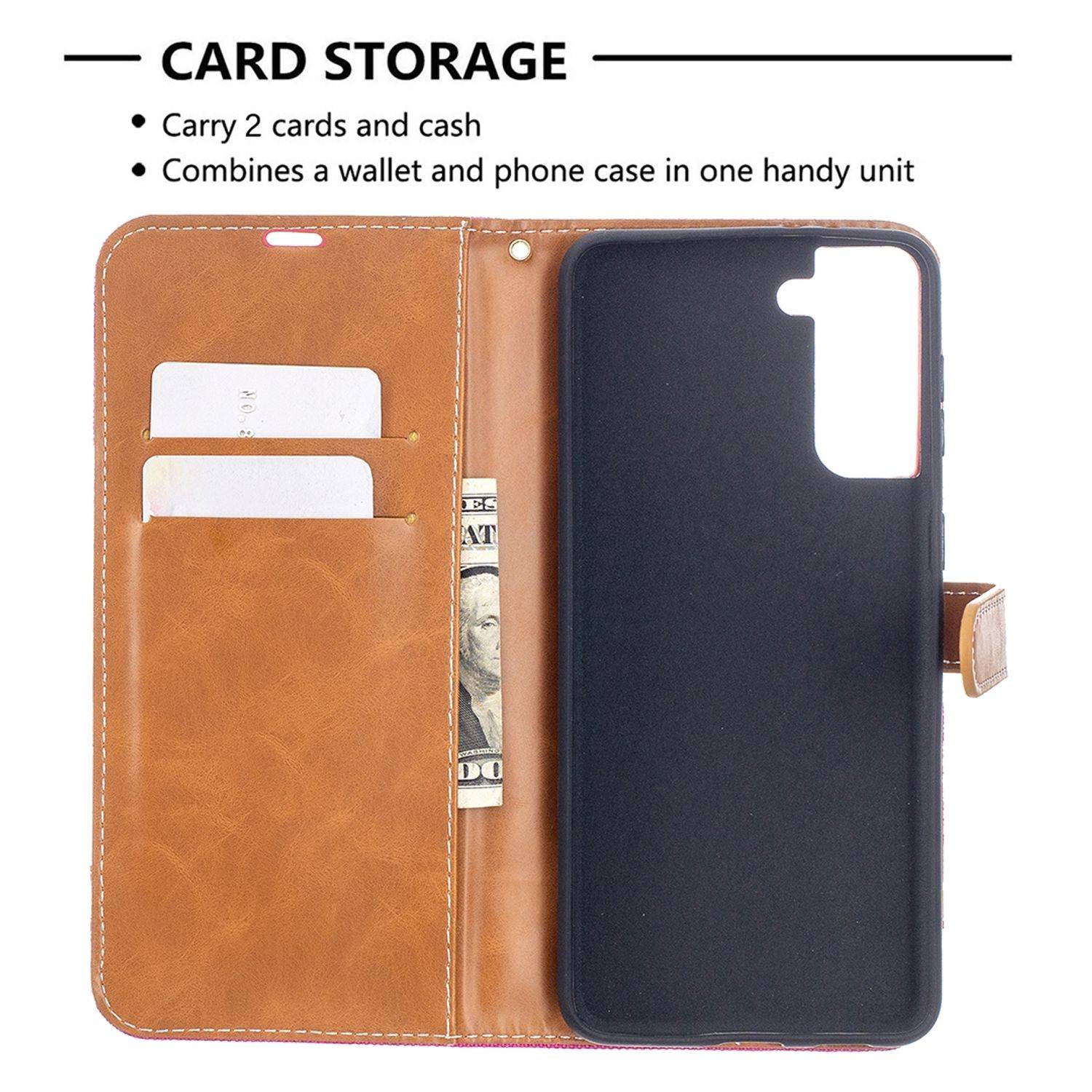 Samsung Galaxy S21 Plus Handyhülle Schutztasche Bookcover Rosa