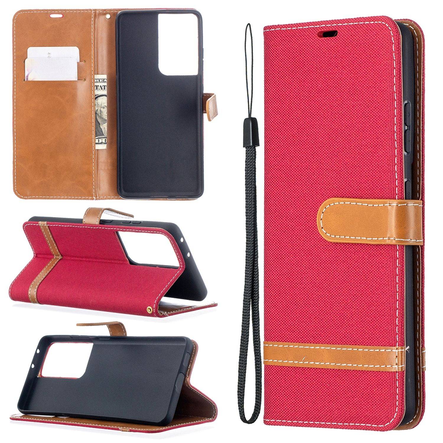 Samsung Galaxy S21 Ultra Handyhülle Schutztasche Bookcover Rot