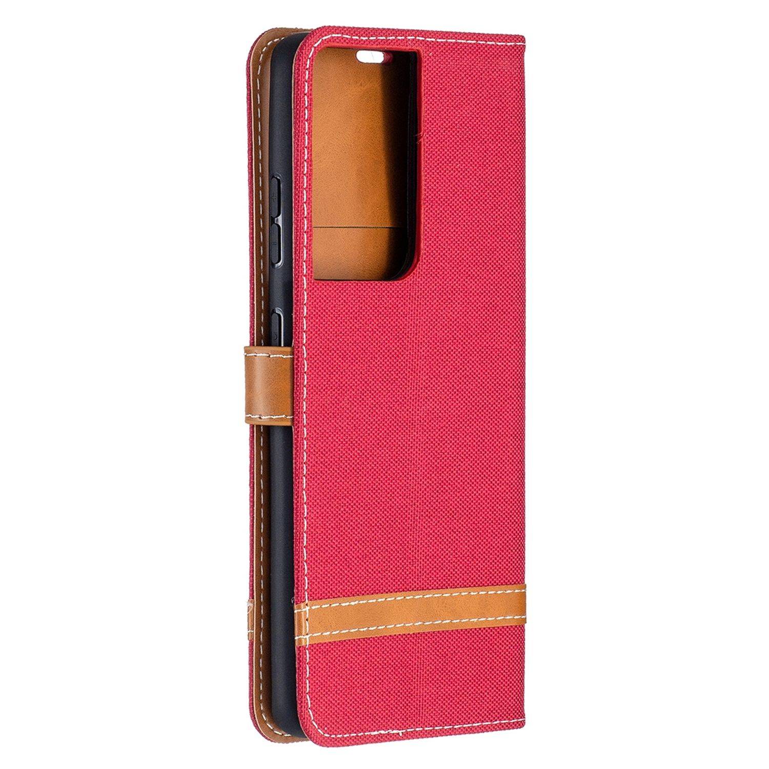 Samsung Galaxy S21 Ultra Handyhülle Schutztasche Bookcover Rot