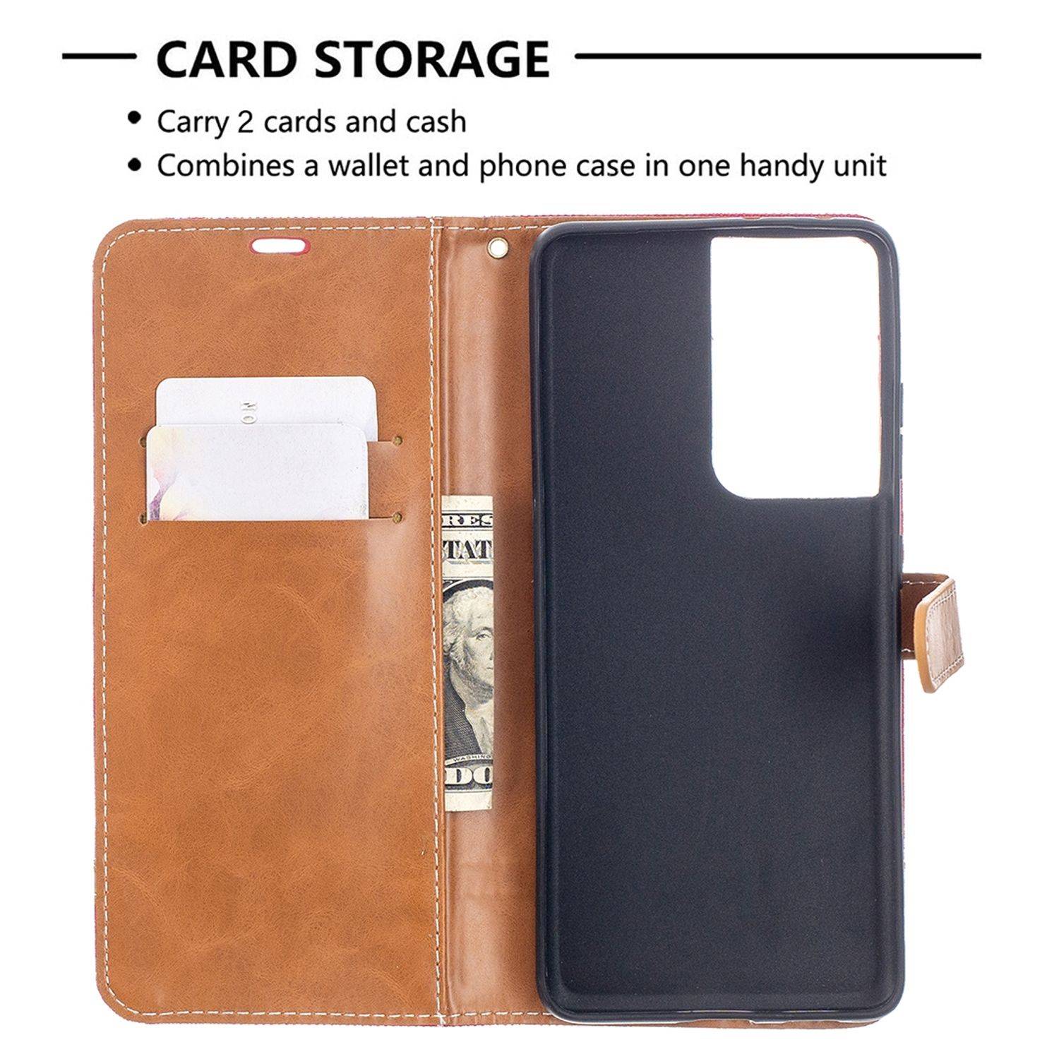 Samsung Galaxy S21 Ultra Handyhülle Schutztasche Bookcover Rot