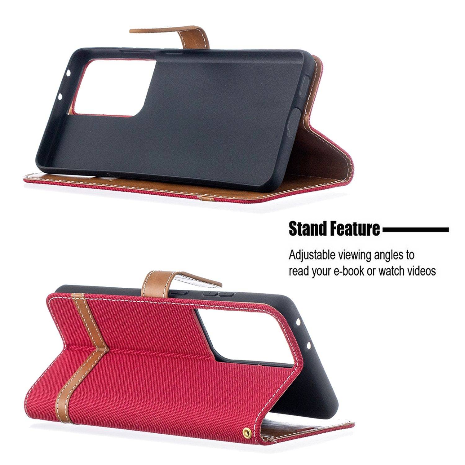 Samsung Galaxy S21 Ultra Handyhülle Schutztasche Bookcover Rot