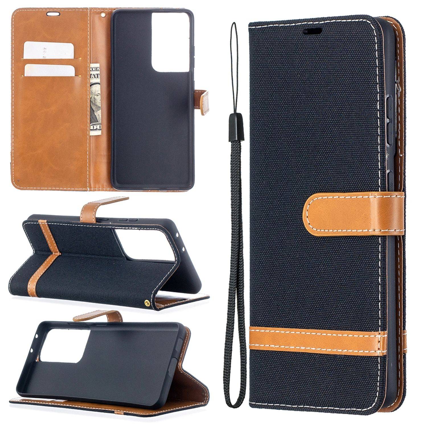 Samsung Galaxy S21 Ultra Handyhülle Schutztasche Bookcover Schwarz