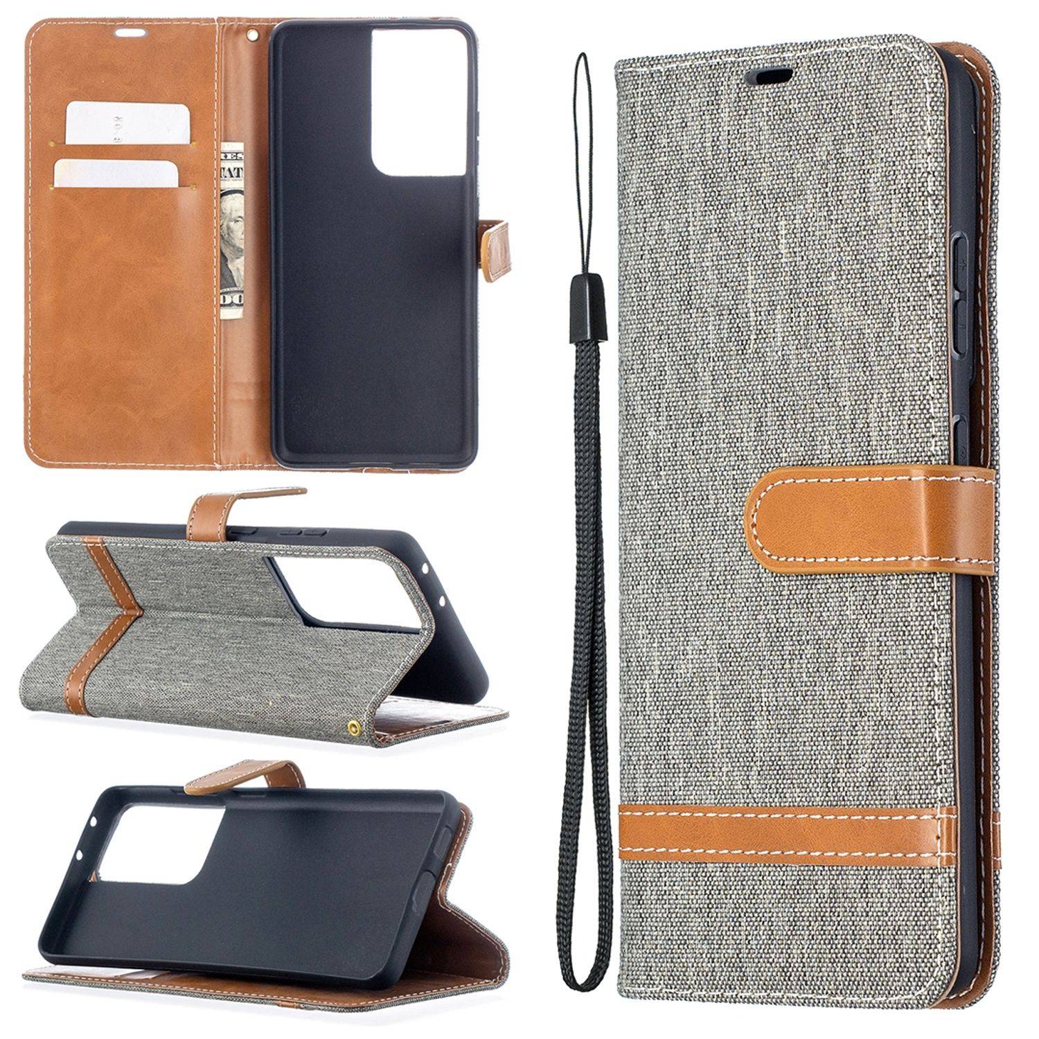 Samsung Galaxy S21 Ultra Handyhülle Schutztasche Bookcover Grau