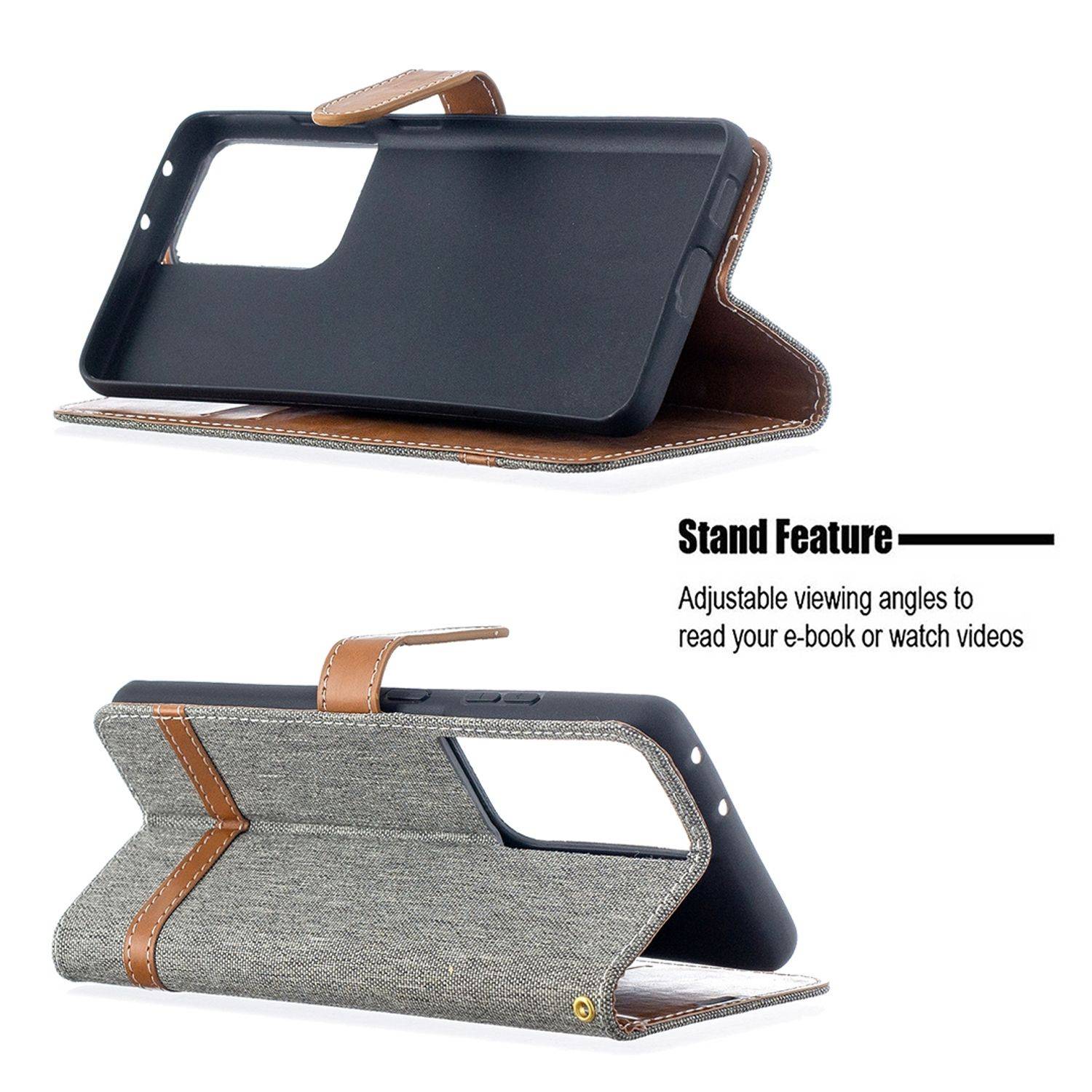 Samsung Galaxy S21 Ultra Handyhülle Schutztasche Bookcover Grau