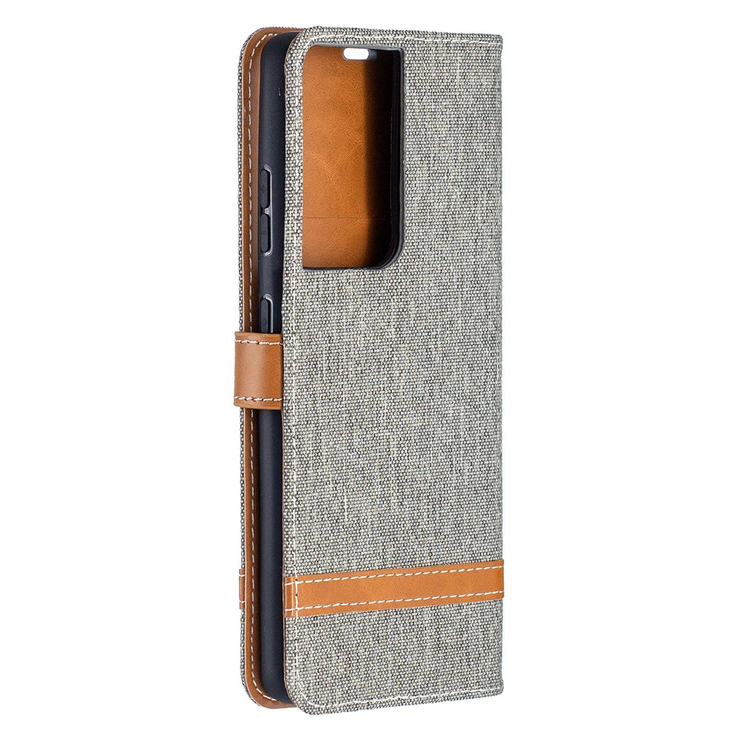 Samsung Galaxy S21 Ultra Handyhülle Schutztasche Bookcover Grau