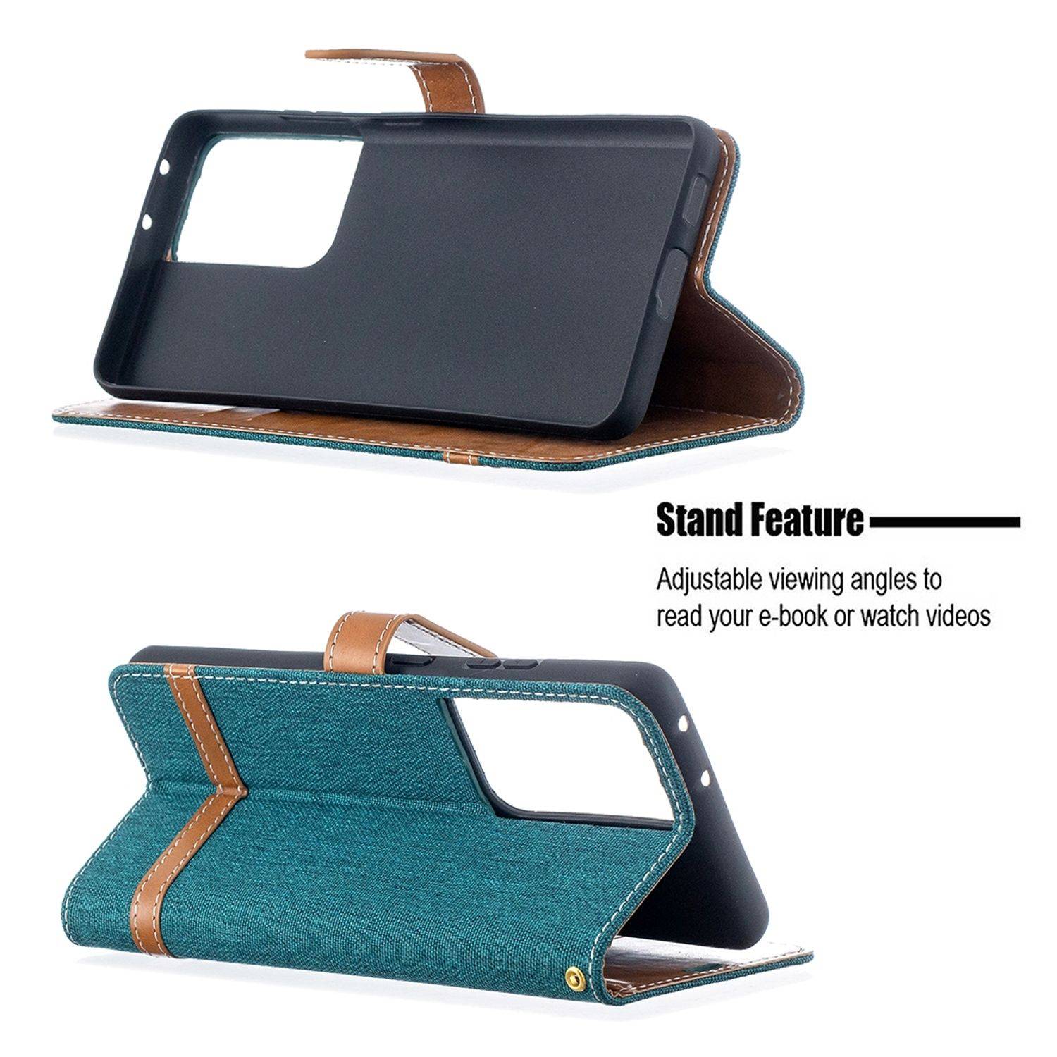 Samsung Galaxy S21 Ultra Handyhülle Schutztasche Bookcover Grün