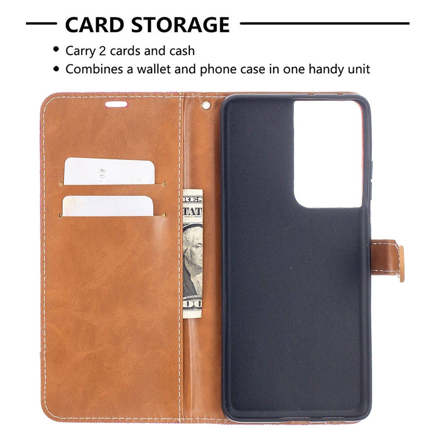 Samsung Galaxy S21 Ultra Handyhülle Schutztasche Bookcover Rosa