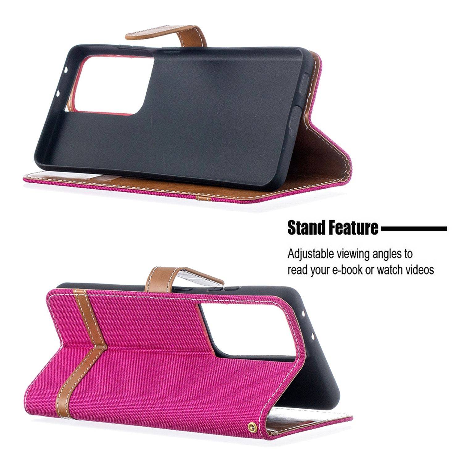 Samsung Galaxy S21 Ultra Handyhülle Schutztasche Bookcover Rosa