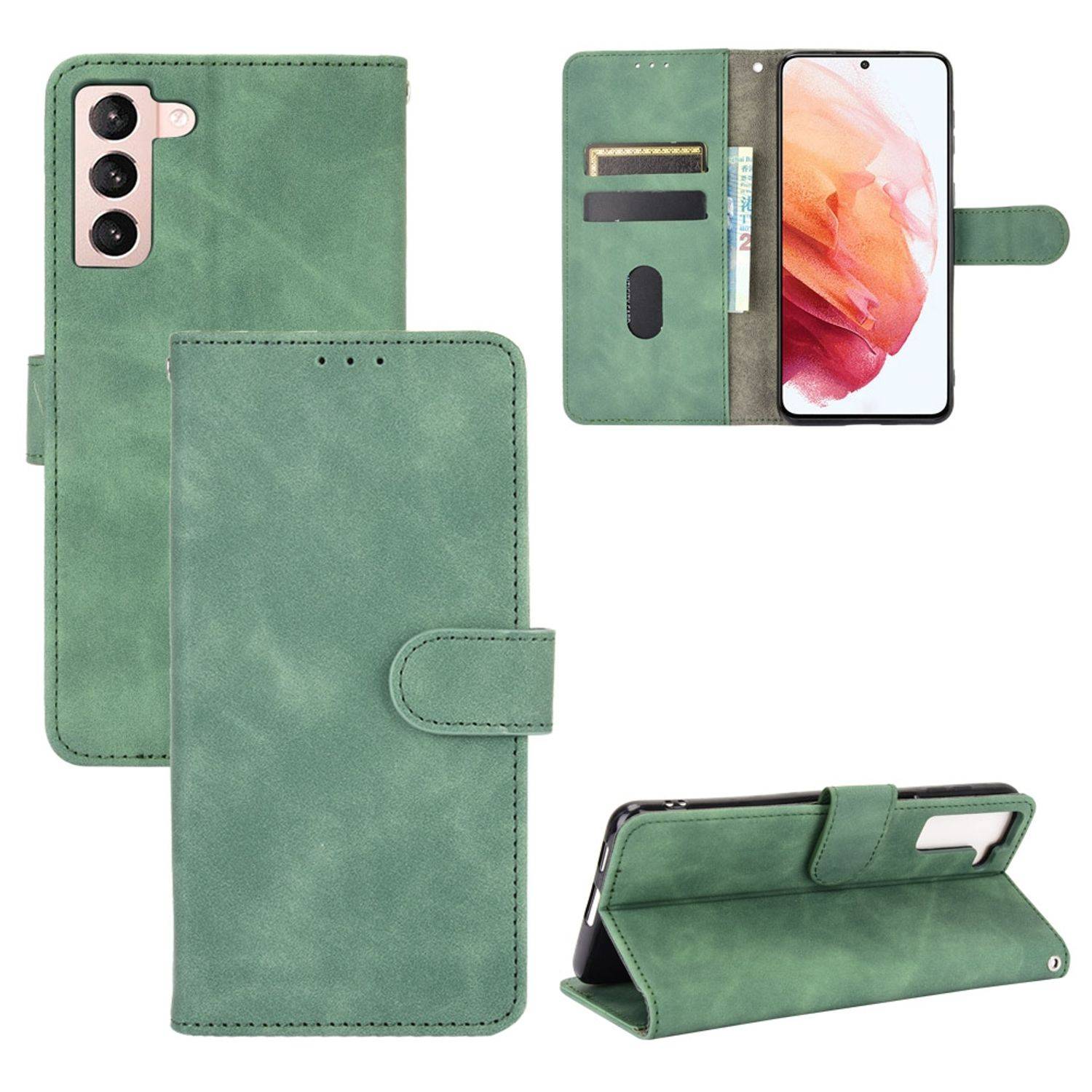 Samsung Galaxy S21 Plus Handyhülle Schutztasche Bookcover Grün