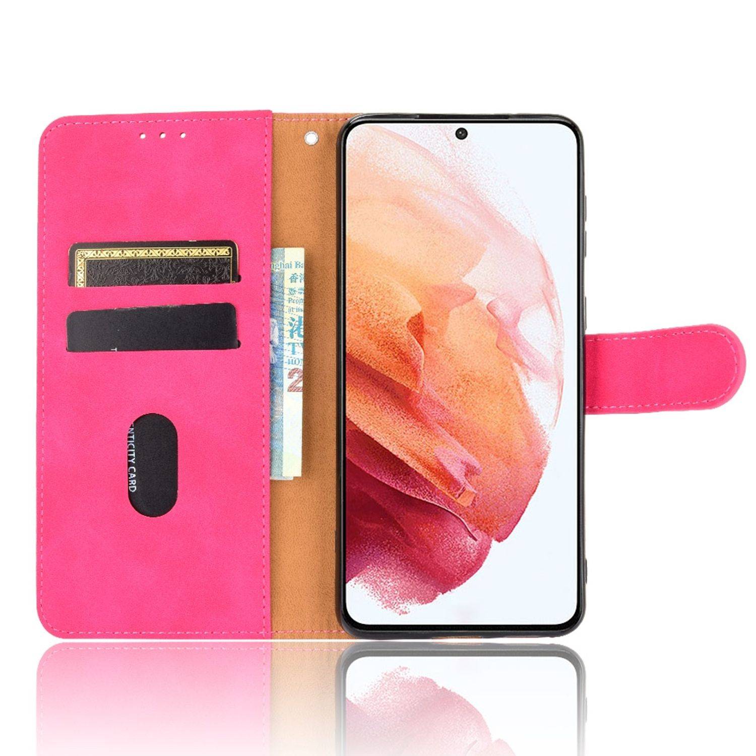 Hülle kompatibel mit Samsung Galaxy S21 Plus Kunstleder Handyhülle - Handy Case Rosa