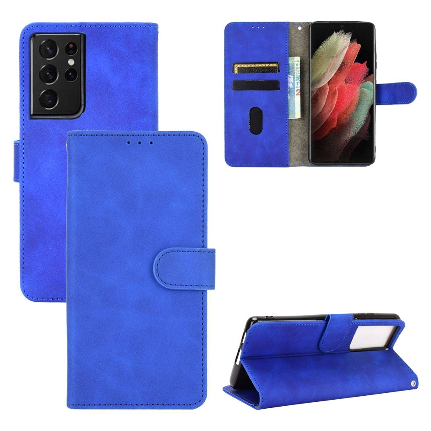Samsung Galaxy S21 Ultra Handyhülle Schutztasche Bookcover Blau