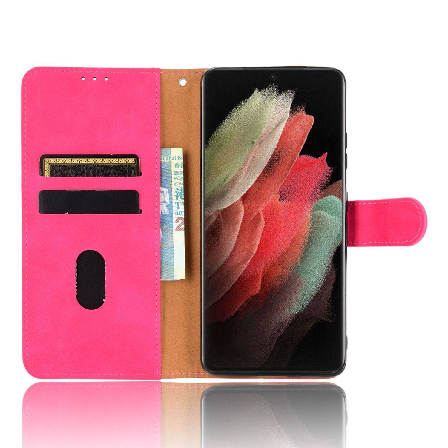 Samsung Galaxy S21 Ultra Handyhülle Schutztasche Bookcover Rosa