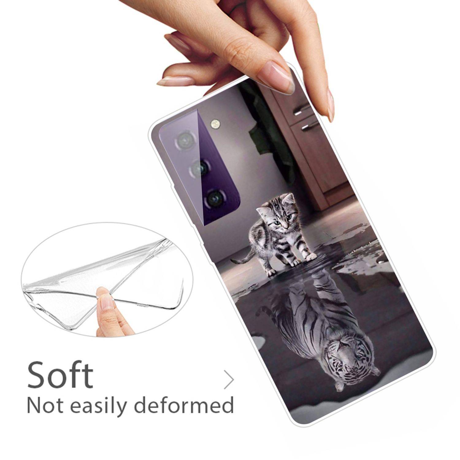 Samsung Galaxy S21 Handyhülle Schutzcase Katze Backcover Transparent