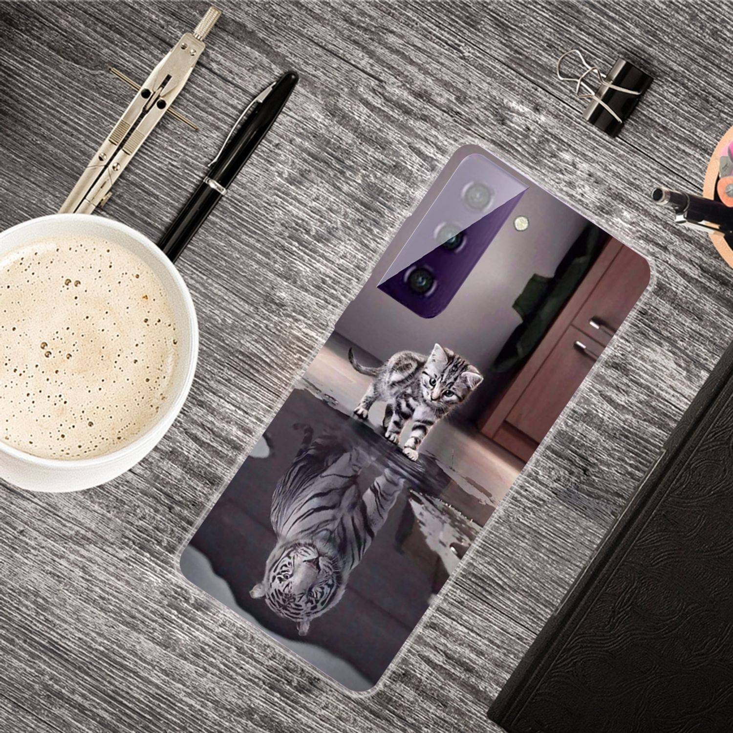 Samsung Galaxy S21 Handyhülle Schutzcase Katze Backcover Transparent