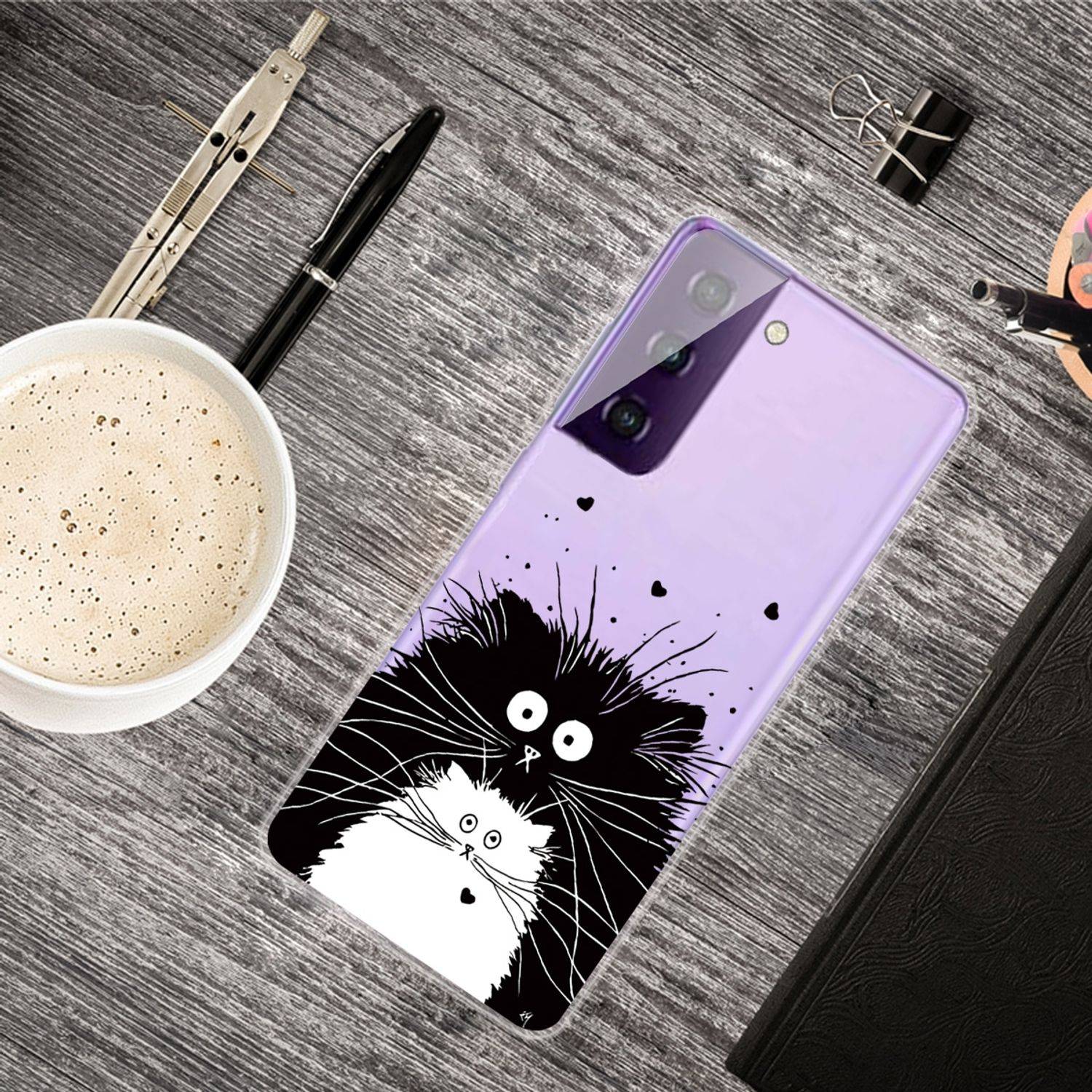 Samsung Galaxy S21 Handyhülle Schutzcase Katze Backcover Transparent