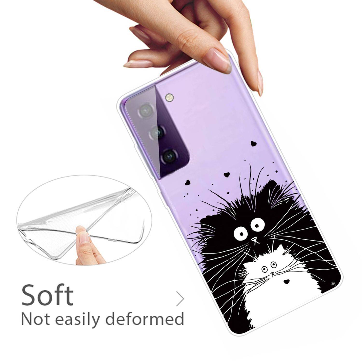 Samsung Galaxy S21 Handyhülle Schutzcase Katze Backcover Transparent