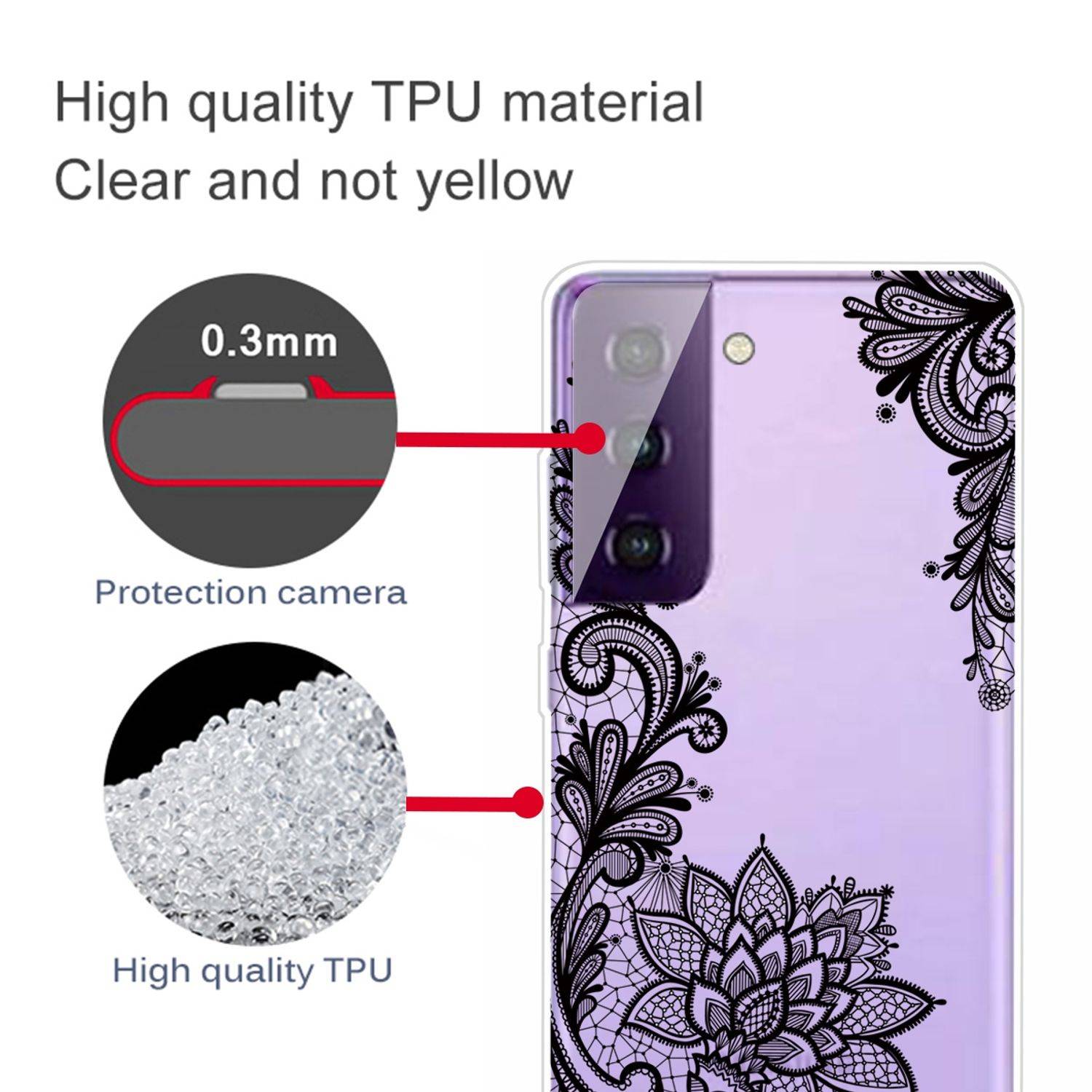 Samsung Galaxy S21 Handyhülle Schutzcase Lotusblume Backcover Transparent