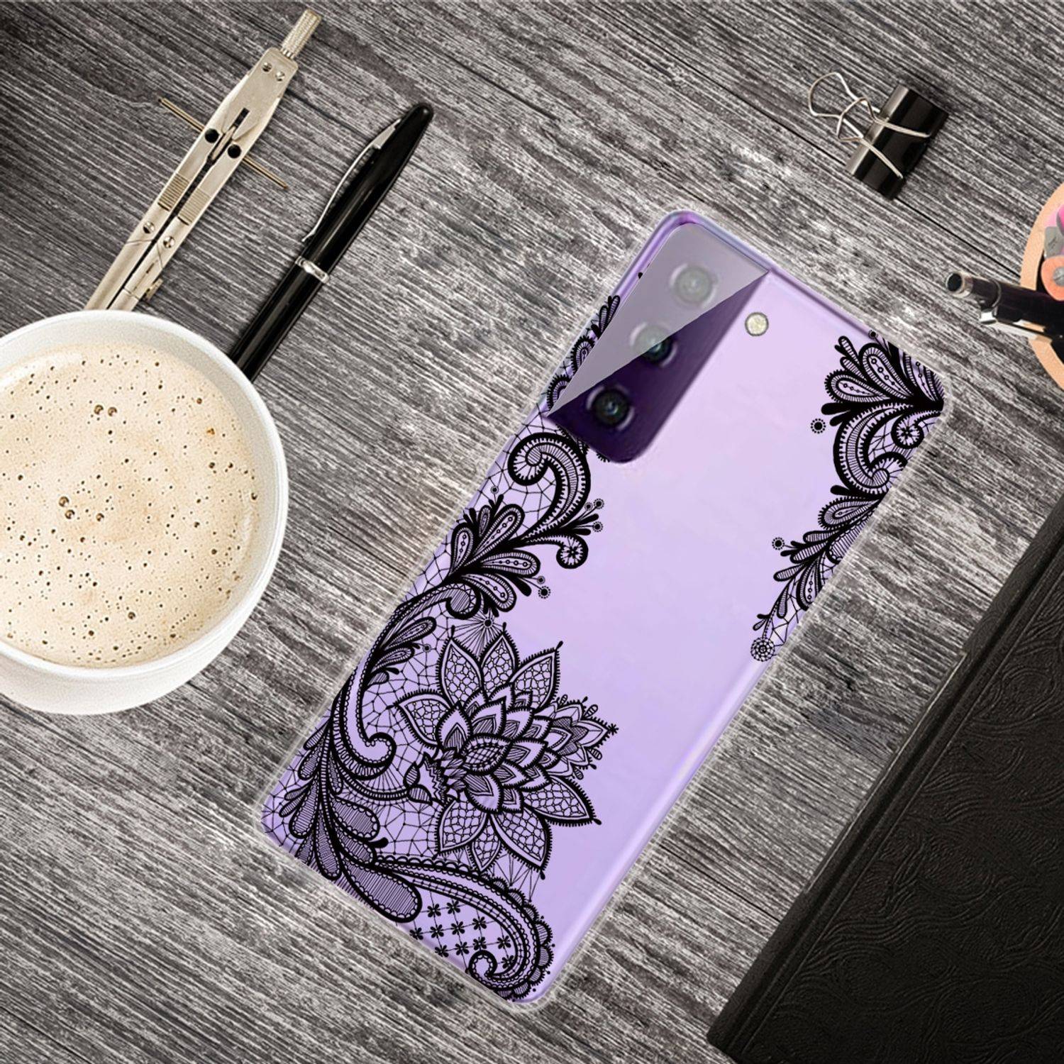 Samsung Galaxy S21 Handyhülle Schutzcase Lotusblume Backcover Transparent