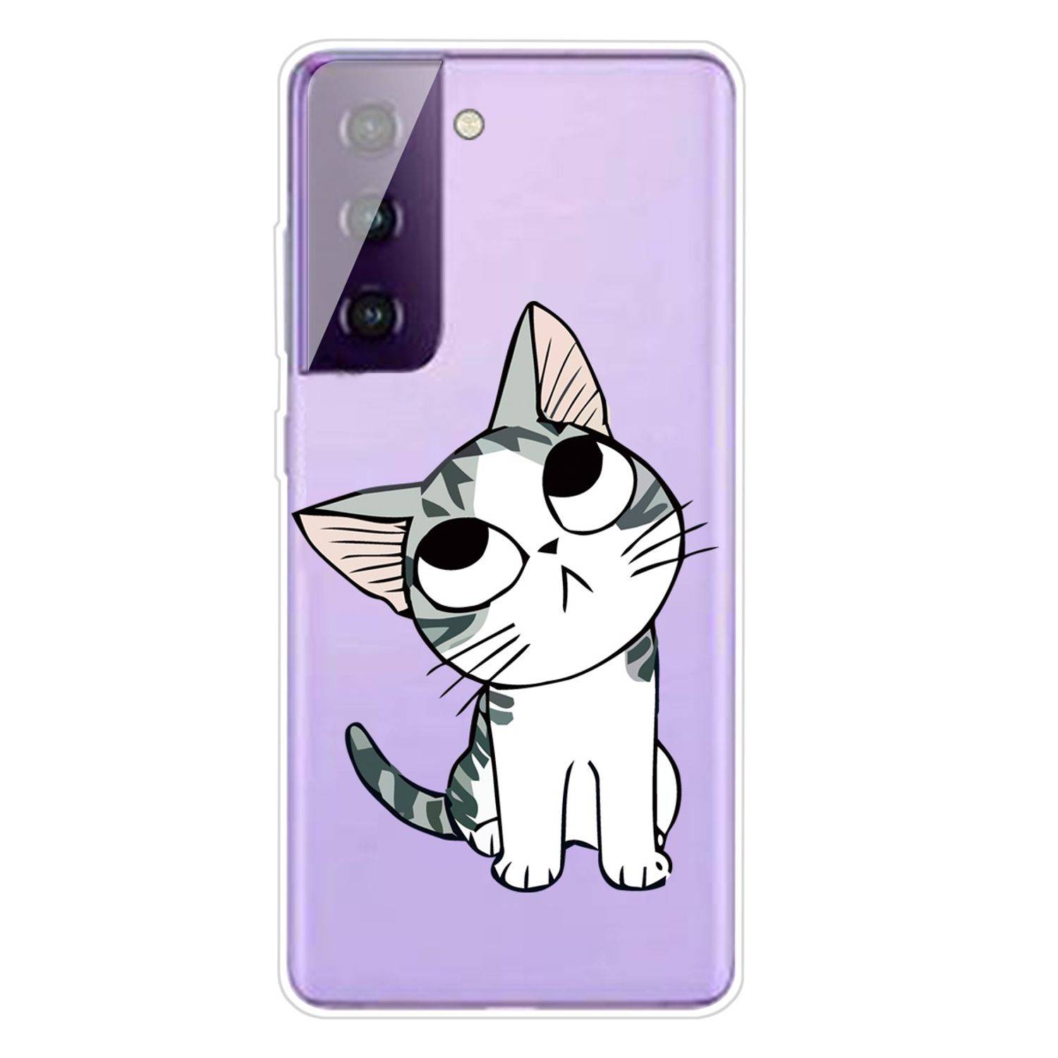 Samsung Galaxy S21 Handyhülle Schutzcase Katze Backcover Transparent