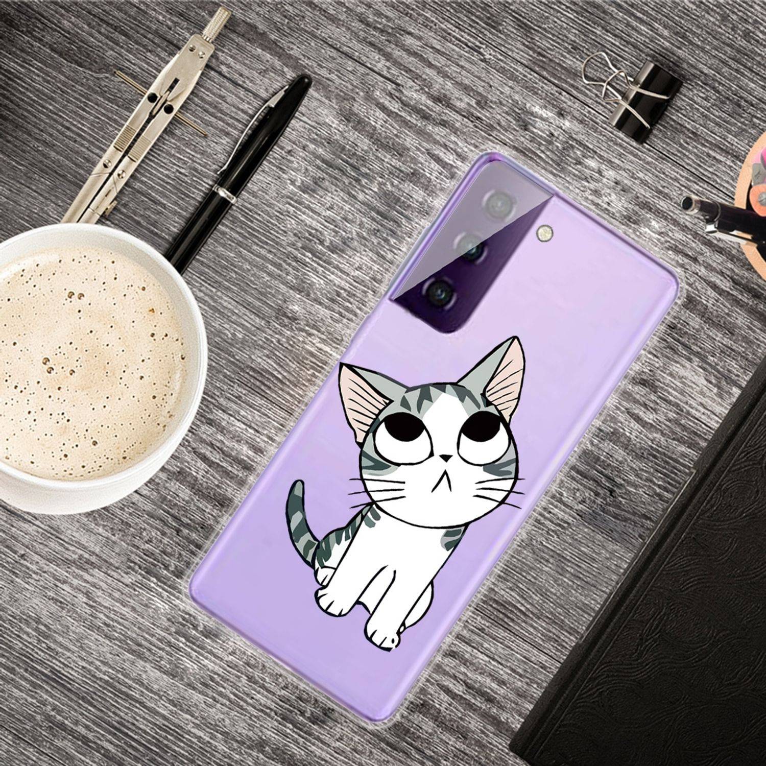 Samsung Galaxy S21 Handyhülle Schutzcase Katze Backcover Transparent
