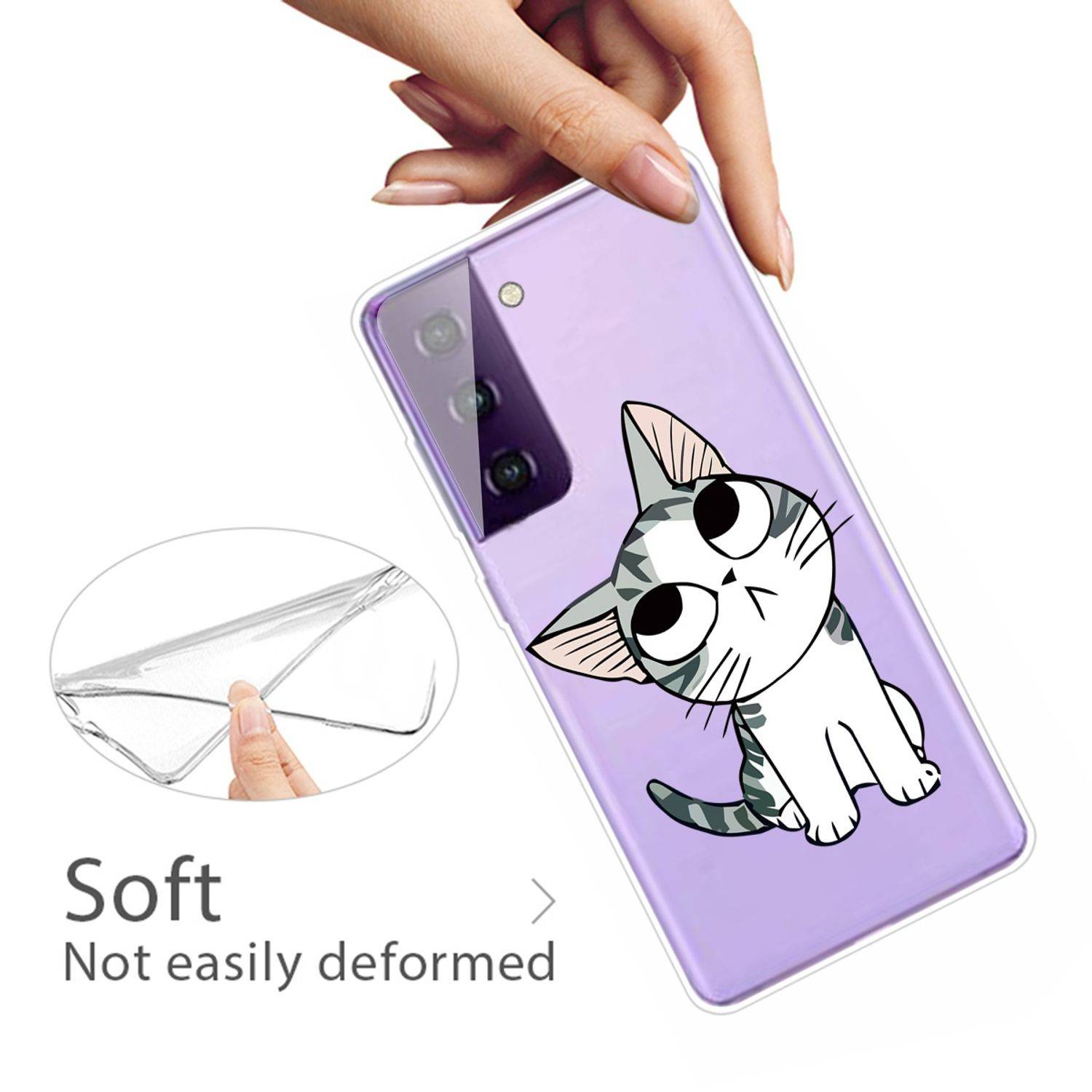 Samsung Galaxy S21 Handyhülle Schutzcase Katze Backcover Transparent
