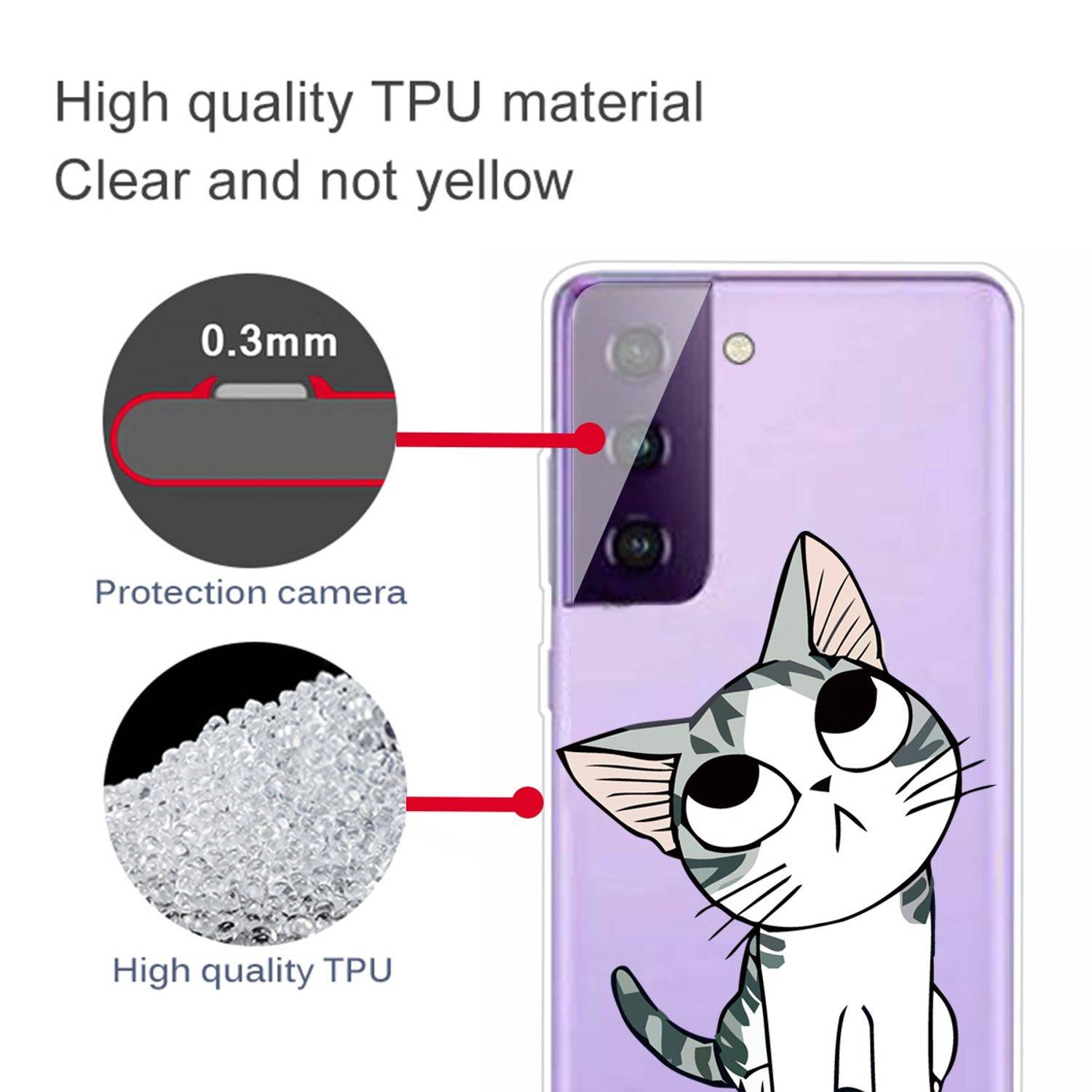 Samsung Galaxy S21 Handyhülle Schutzcase Katze Backcover Transparent
