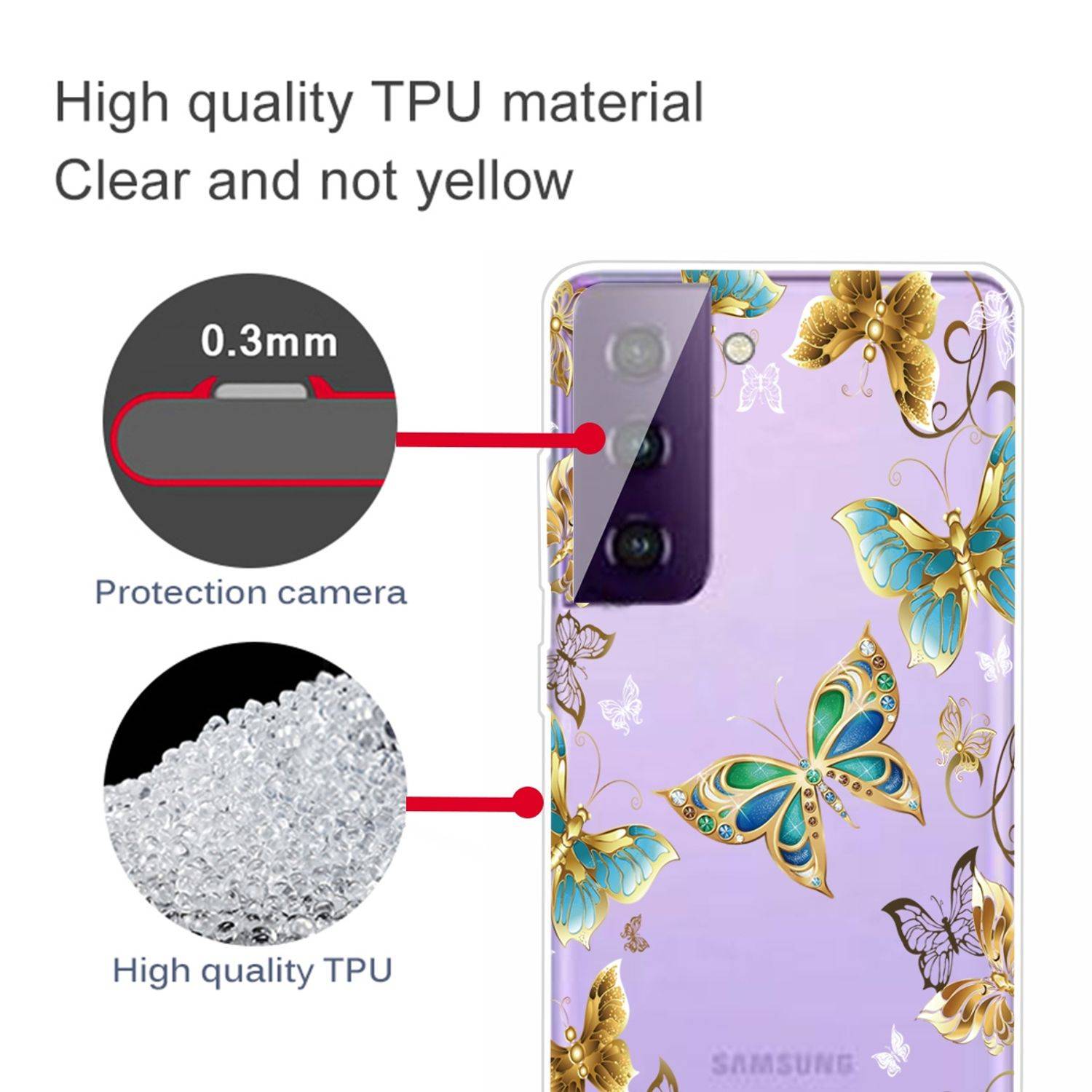 Samsung Galaxy S21 Handyhülle Schutzcase Schmetterling Backcover Transparent